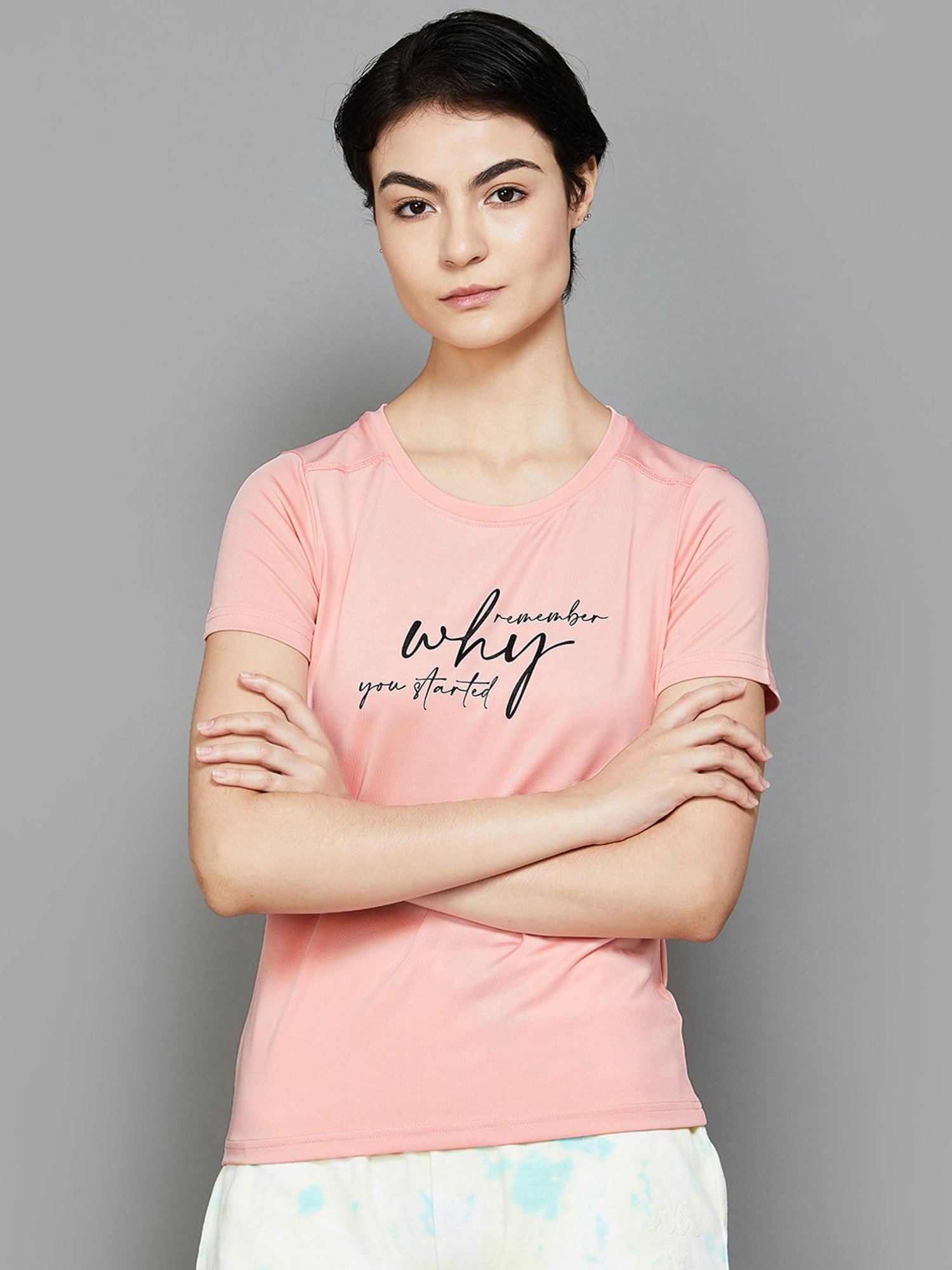 KAPPA Peach Printed Sports T-Shirt