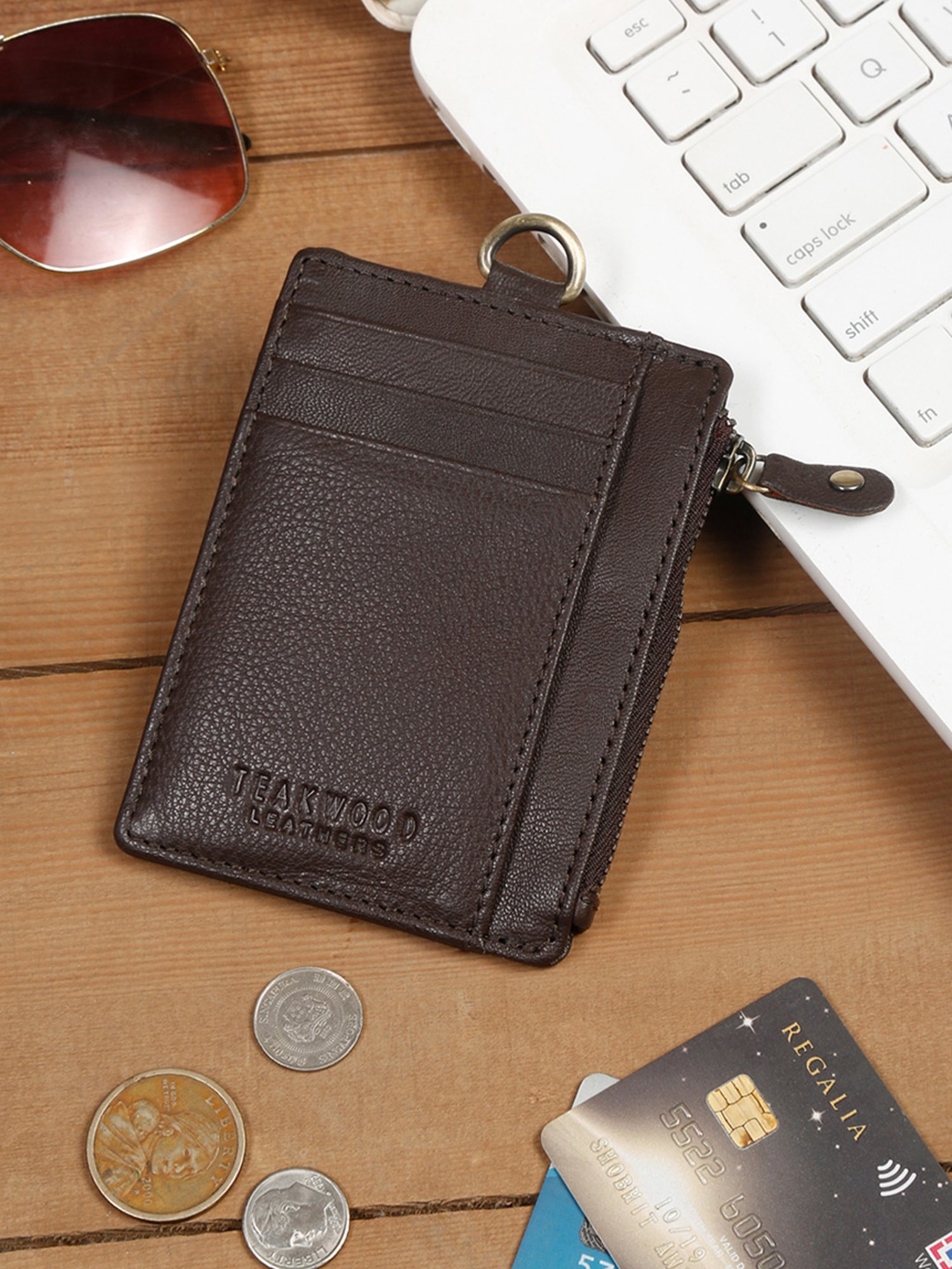 Teakwood Leathers Brown Leather Card Holder
