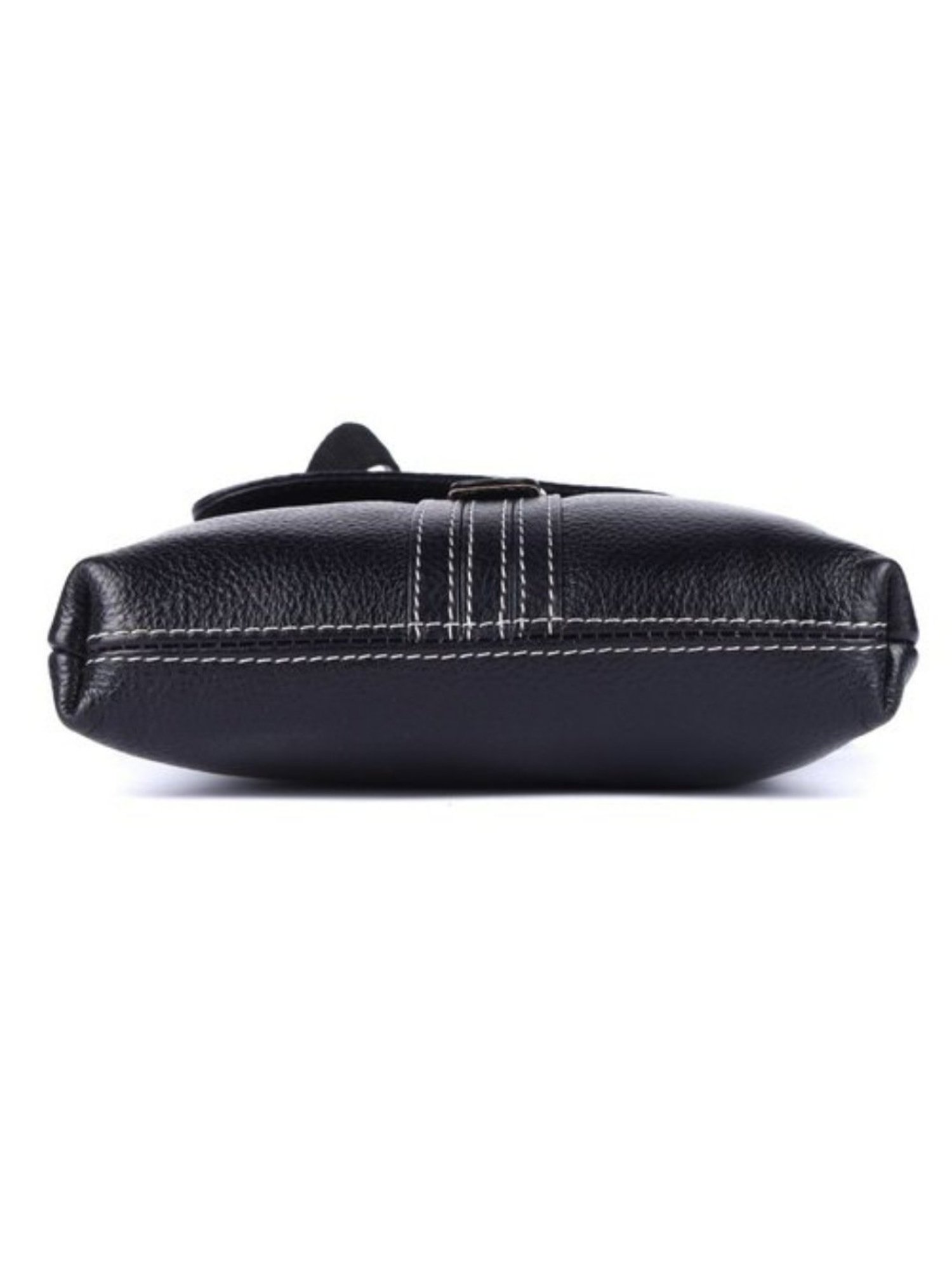 HiLEDER Black Textured Medium Leather 8 inch Cross Body Bag