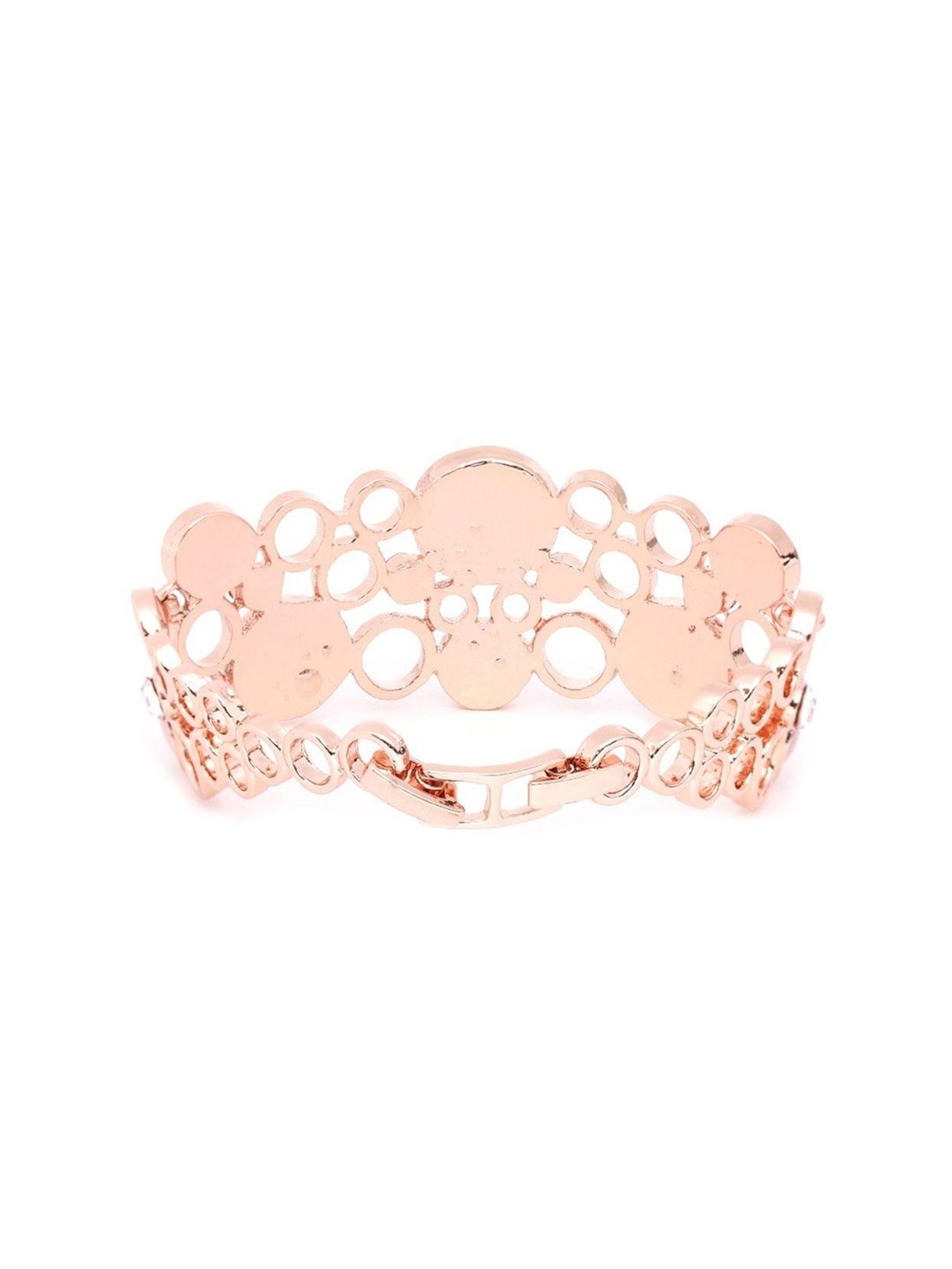 YouBella Rose Gold Crystal gold-plated	 Flexible fit Bracelet - Set of 2