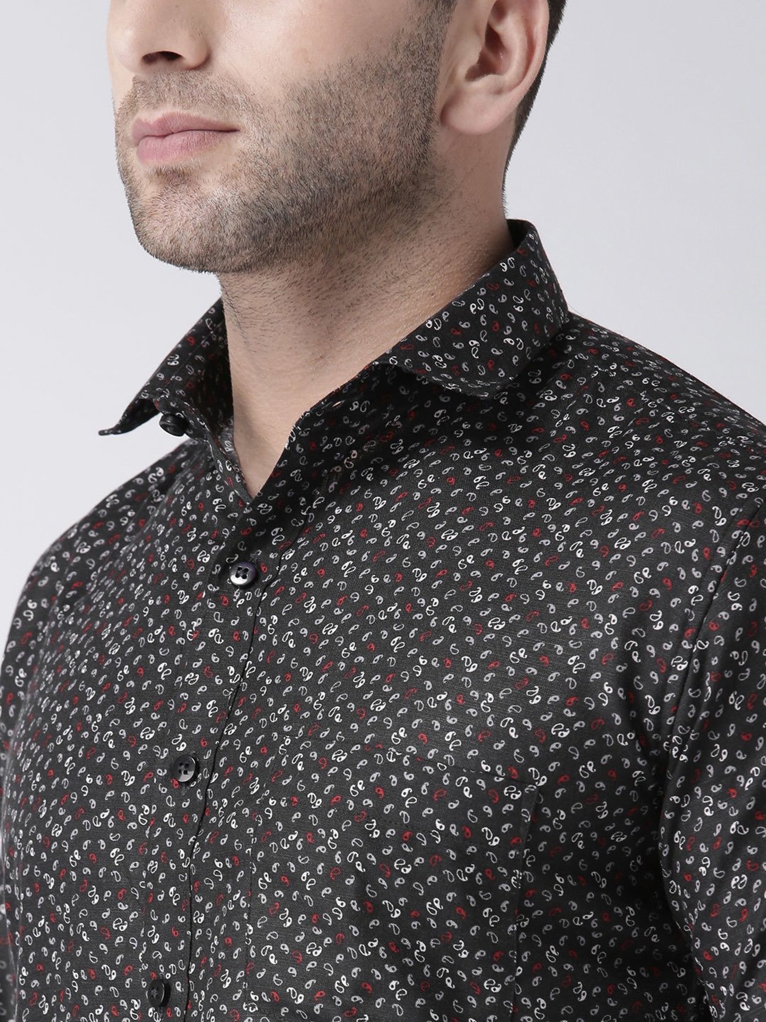 Hangup Plus Black Slim Fit Printed Shirt