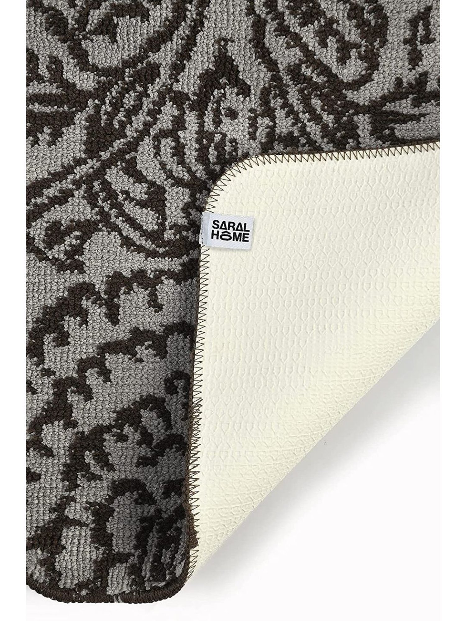 Saral Home Grey Microfiber Abstract Bath Mat 45X70 cm