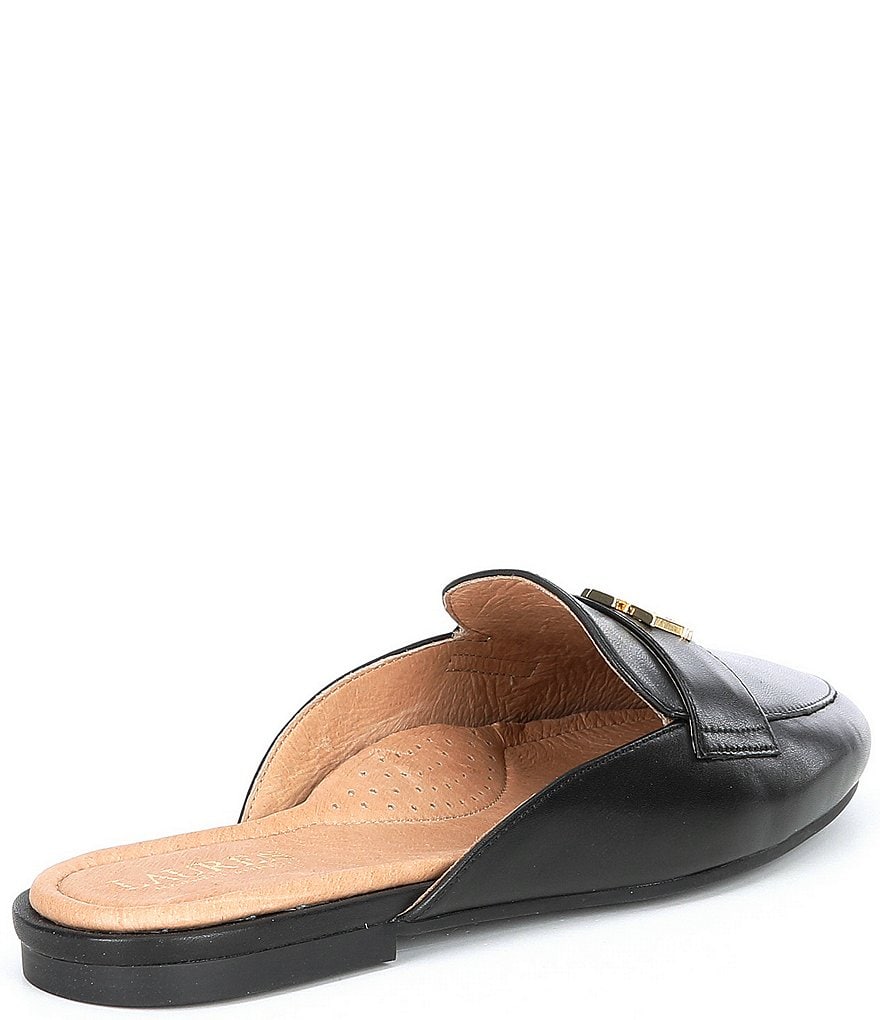 Lauren Ralph Lauren Alli Logo Detail Leather Mules