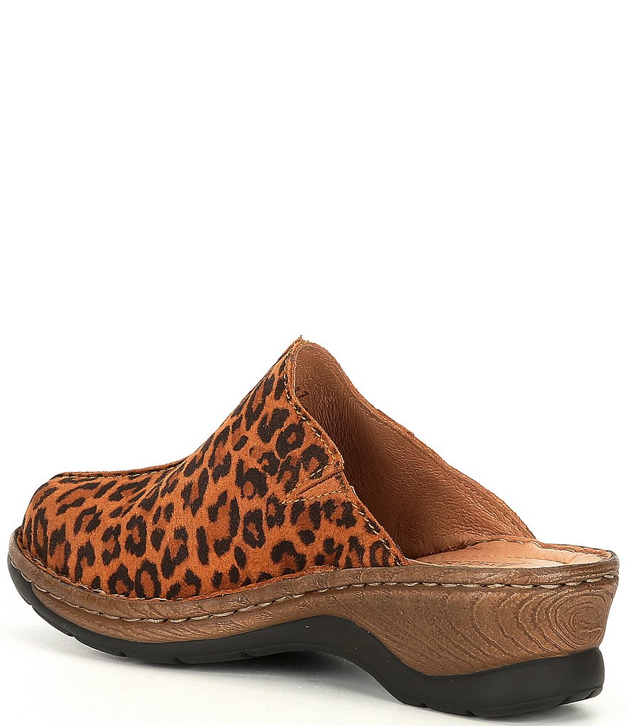 Josef Seibel Cat 51 Leopard Leather Clogs