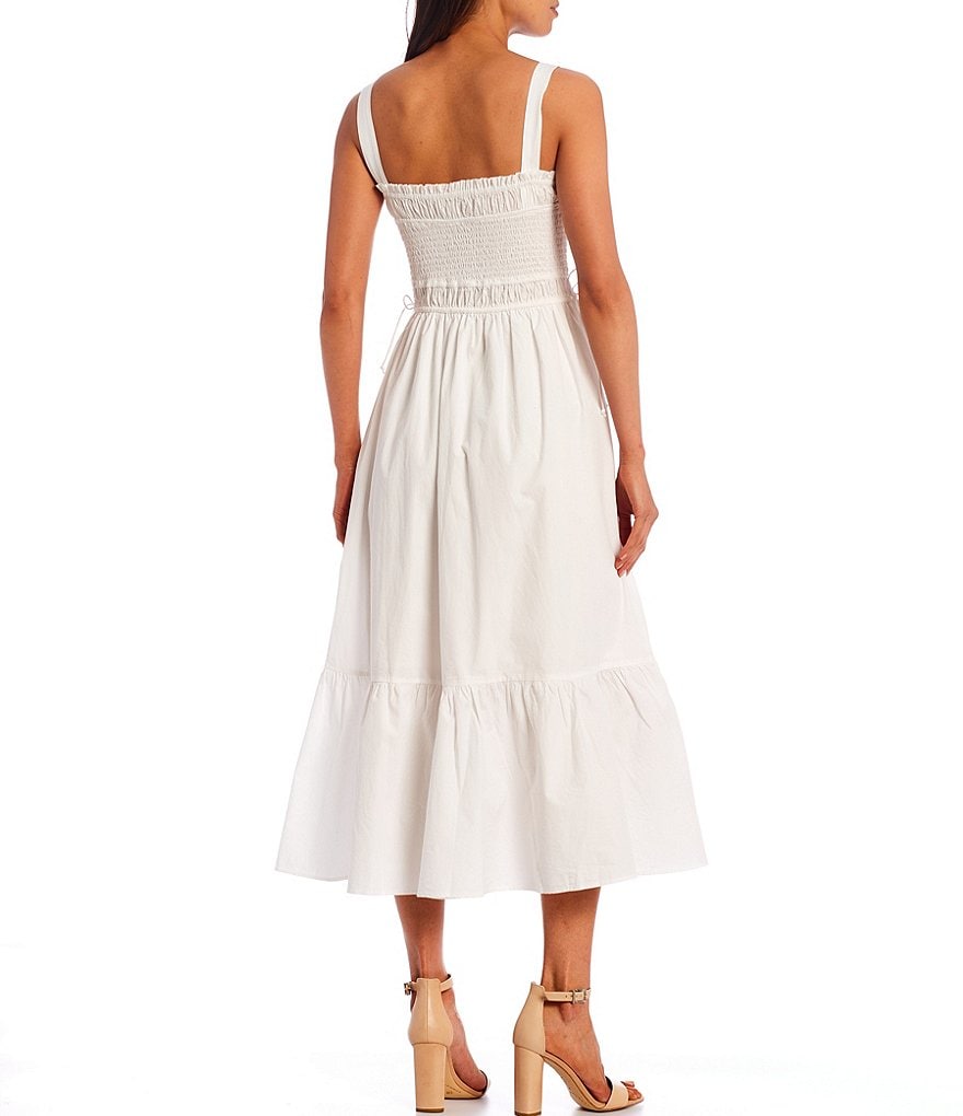 Chelsea & Violet Cotton Poplin Side Pocket Sleeveless Smocked Midi Dress