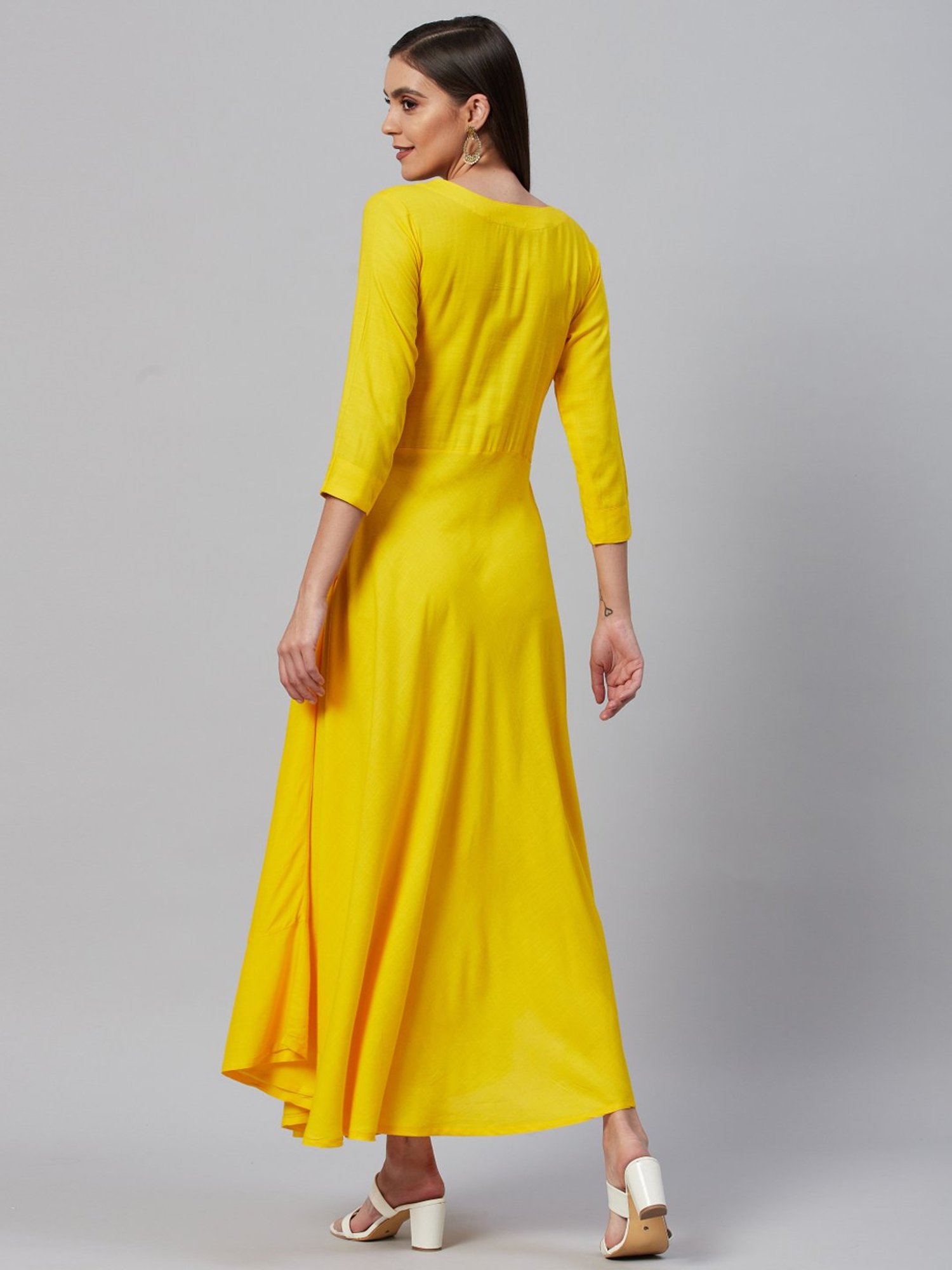 HIGHLIGHT FASHION EXPORT Yellow Embellished Maxi Dress