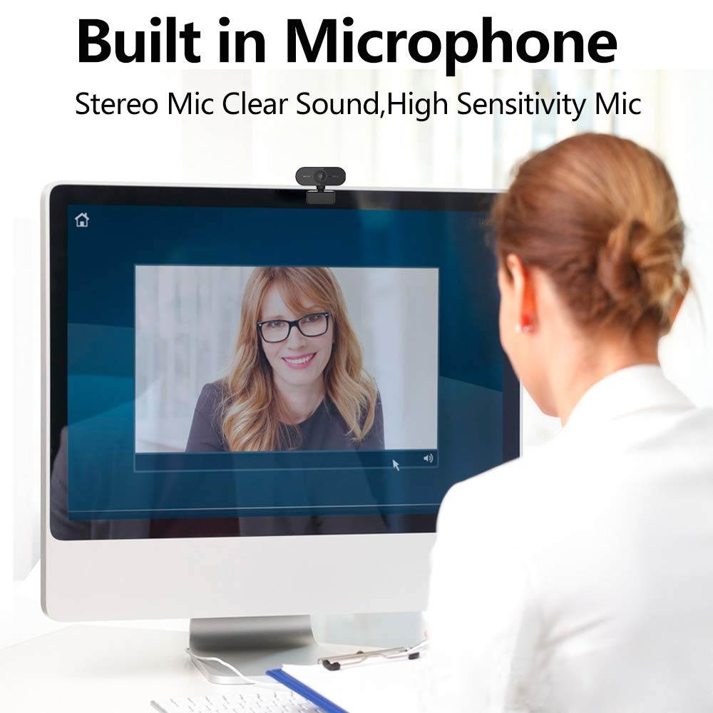 HD Webcam with Microphone, 1080p Streaming Web Camera Autofocus, Computer Webcam with Microphone for Skype, Video Calling, Conferencing, Recording