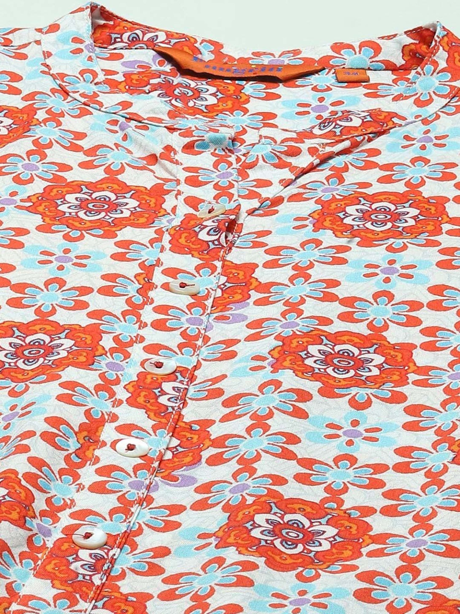 Rangriti White & Pink Printed Top