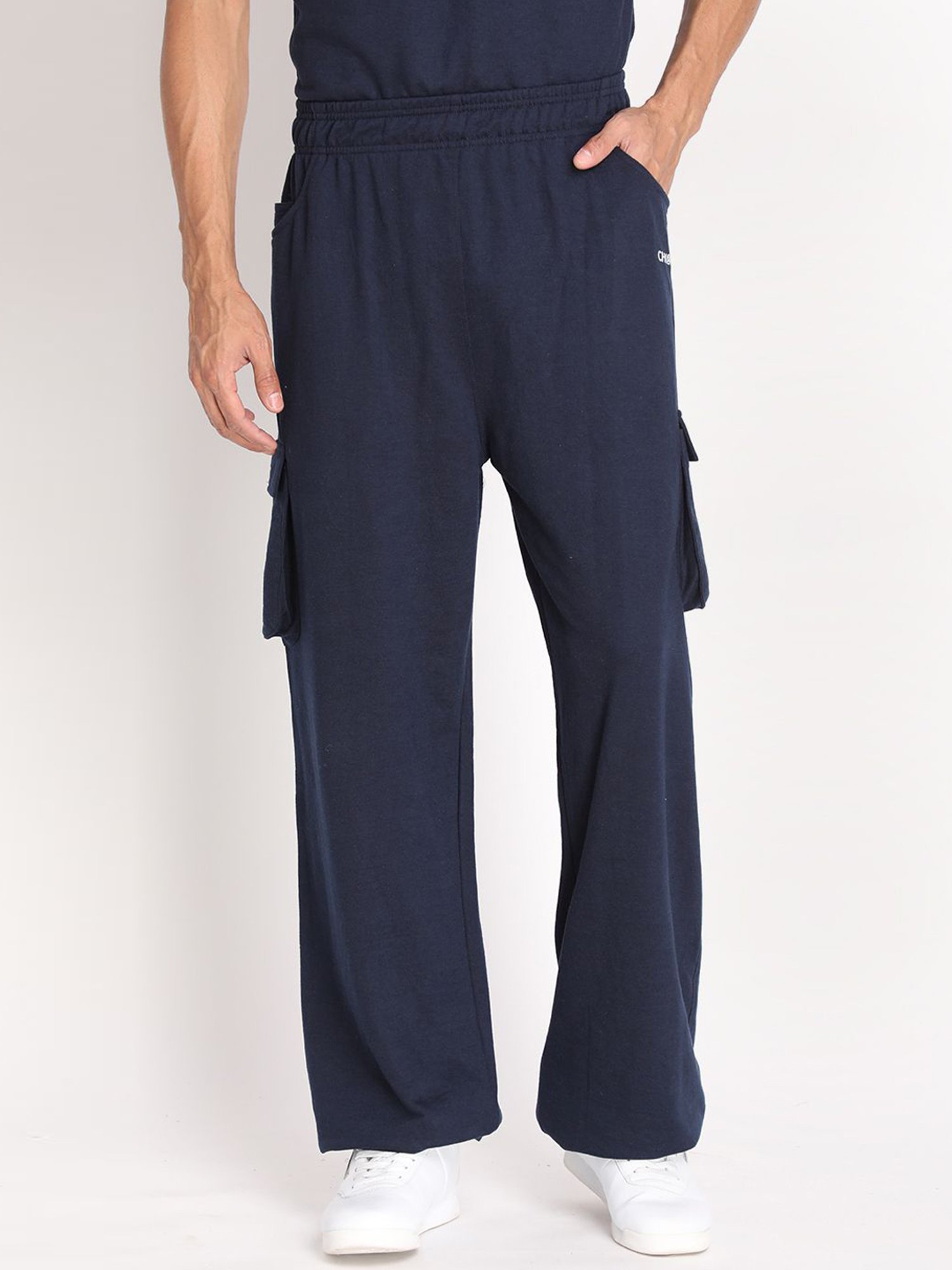Chkokko Navy Cotton Relaxed Fit Track Pants