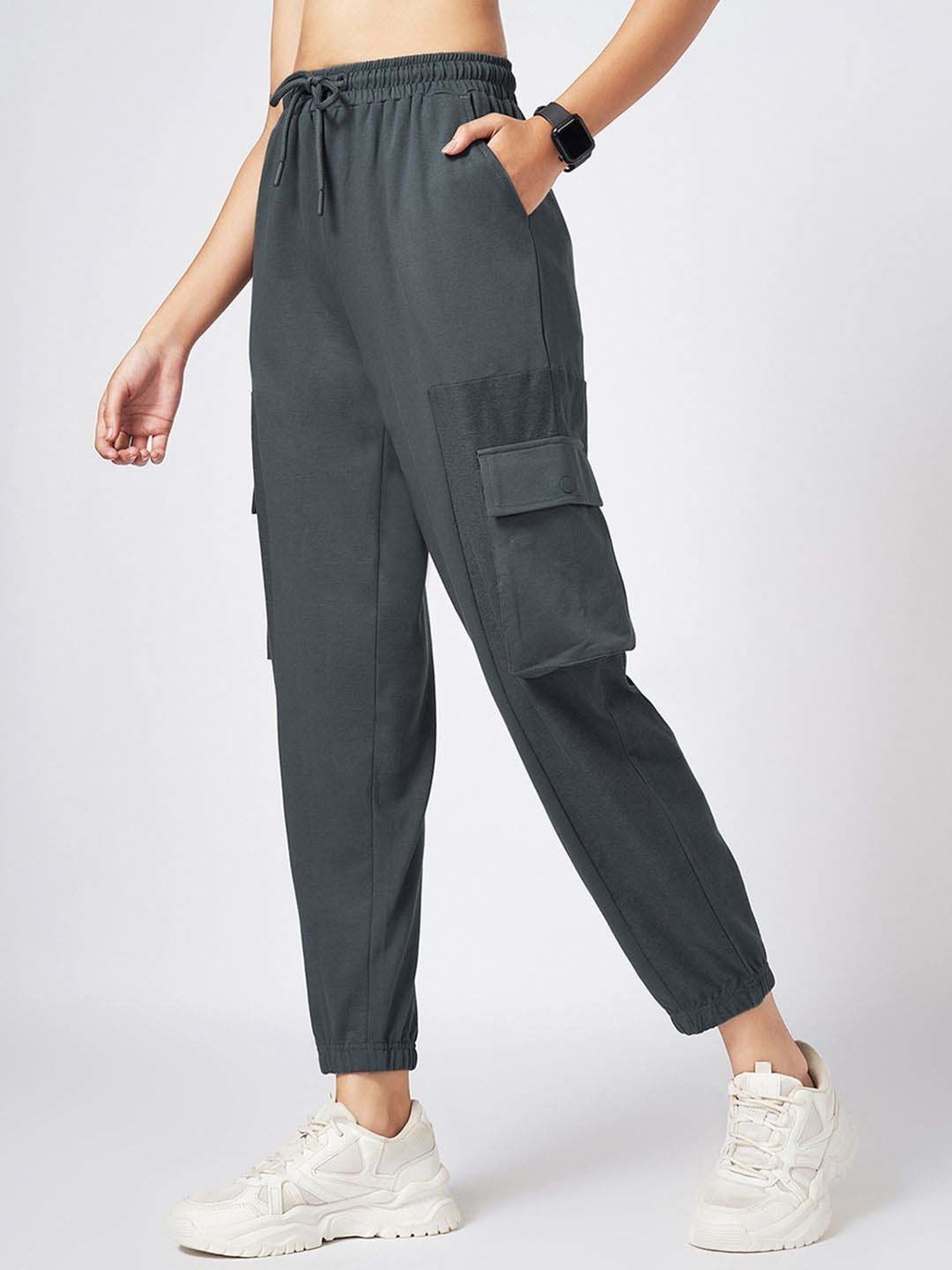 Ajile by Pantaloons Grey Cotton Plain Joggers