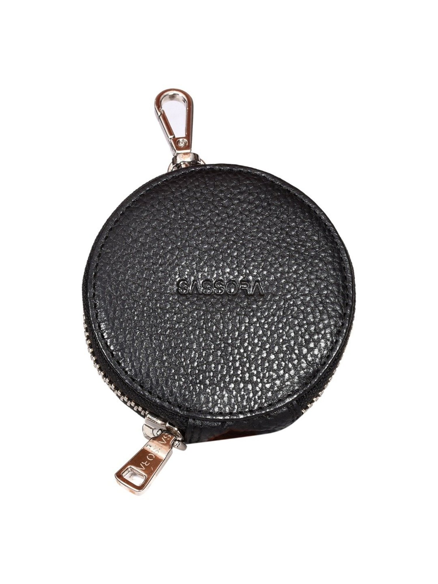 SASSORA QIU Black Leather Textured Pouch