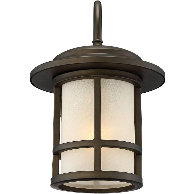 John Timberland Mission Outdoor Wall Light Fixture Dark Oil Rubbed Bronze 12" White Glass for Exterior House Porch Patio Deck