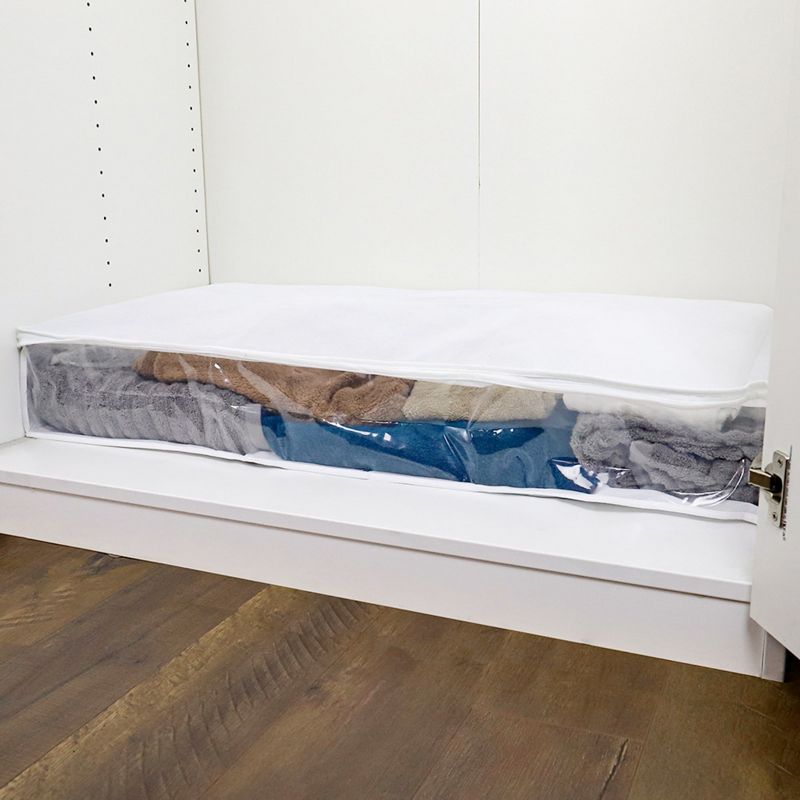 Home Basics Arabesque Non-Woven Under the Bed Storage Bag with See-through Front Panel, White