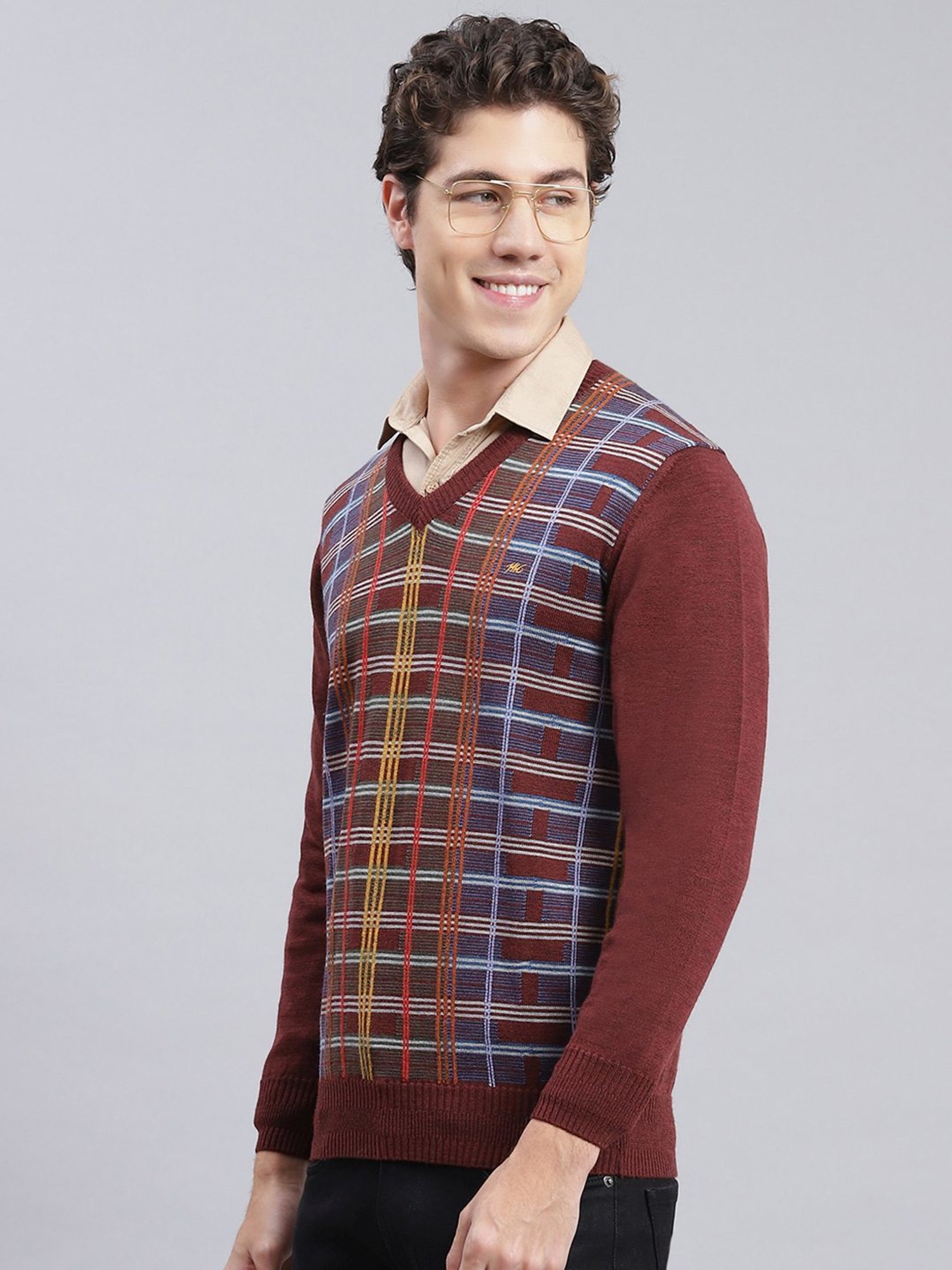 Duke Wine Self Striped Sweater