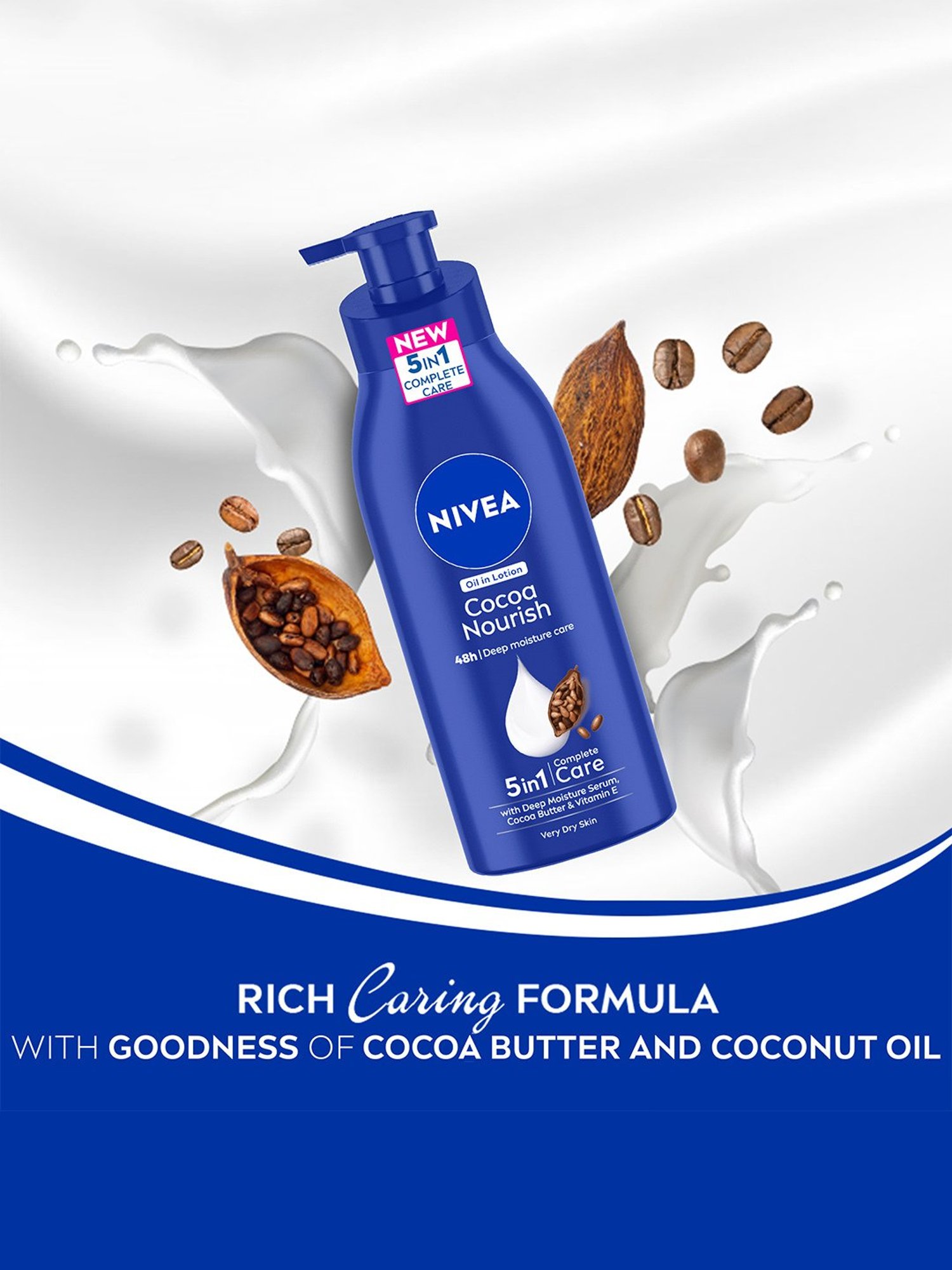 Nivea Oil in Lotion Cocoa Nourish Body Lotion 5 in 1 Complete Care - 400 ml