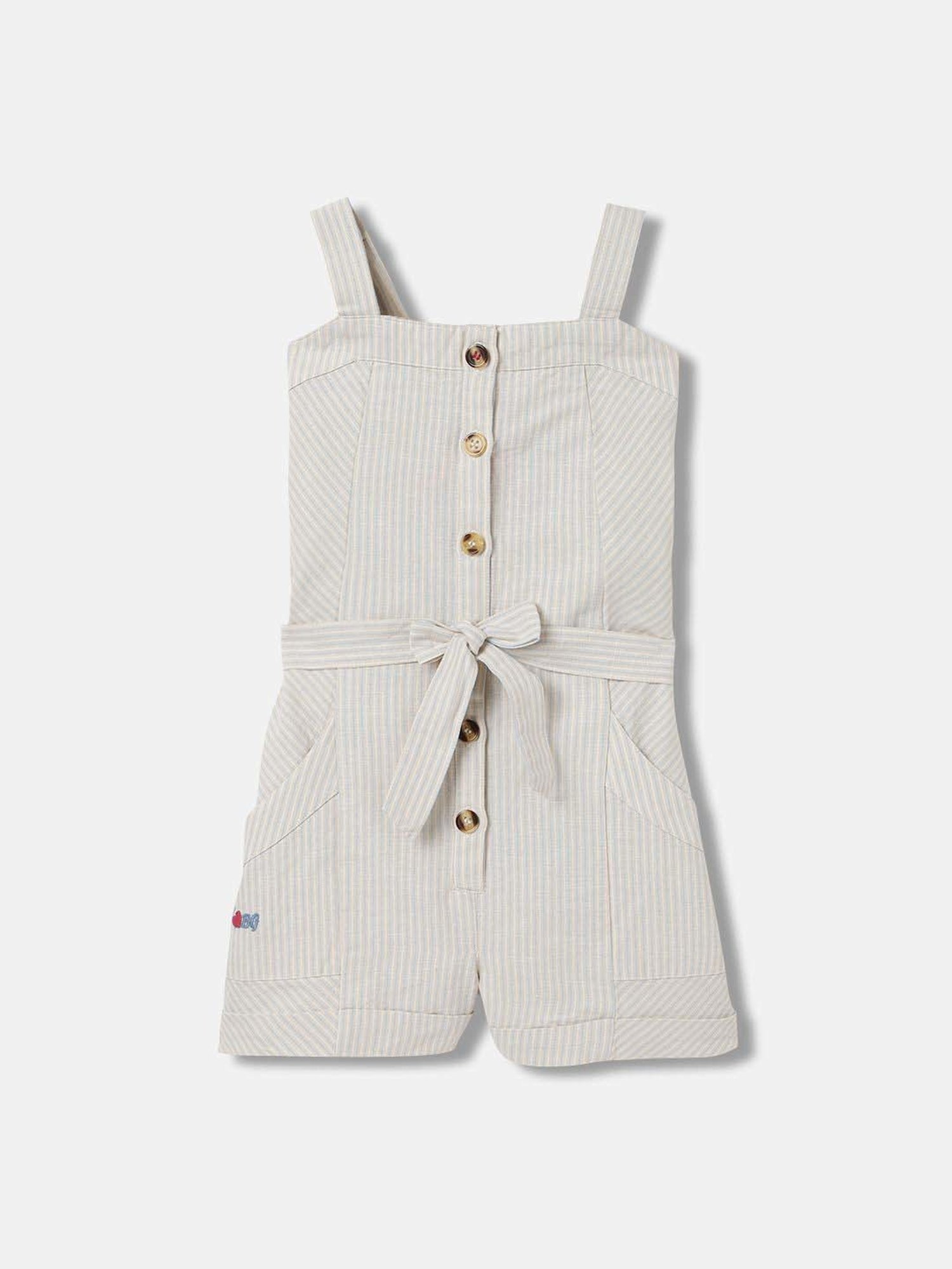 Blue Giraffe Kids Beige Cotton Jumpsuit