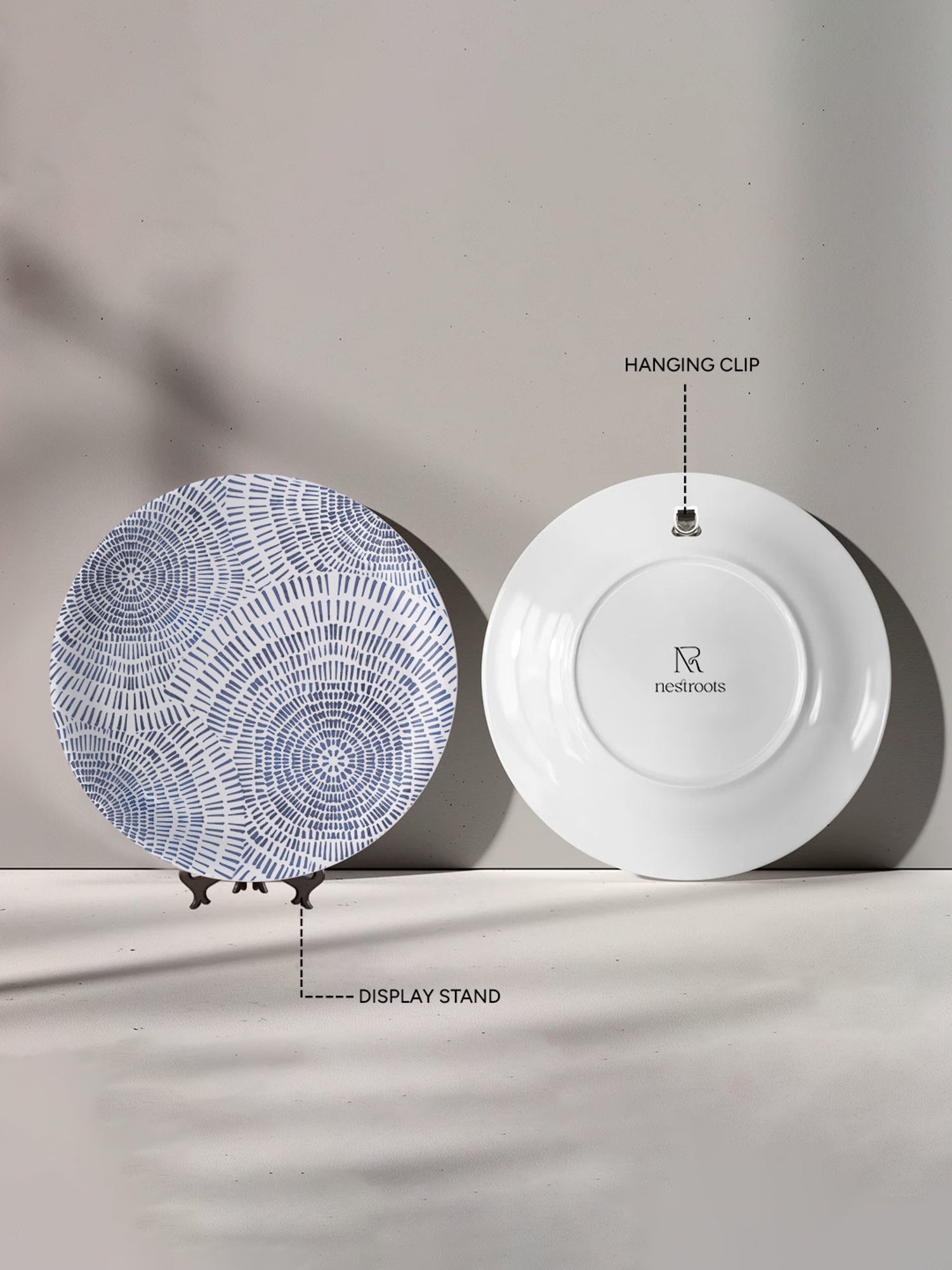 Nestroots Tranquil Tide Blue & White Porcelain&iquest;Decorative Wall Plate