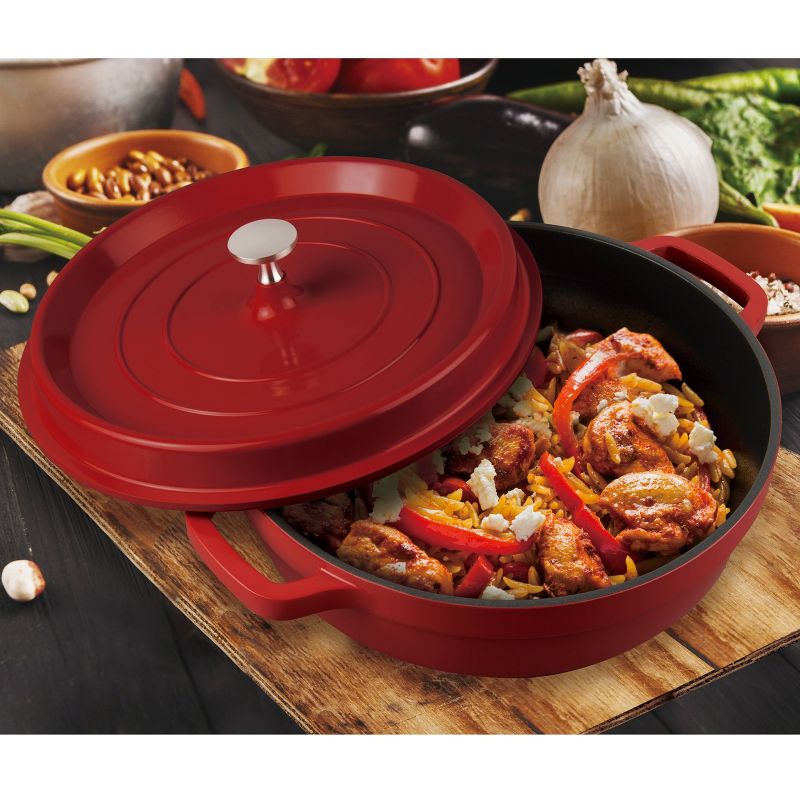 MasterPan 4qt Non-Stick Cast Aluminum Dutch Oven Red