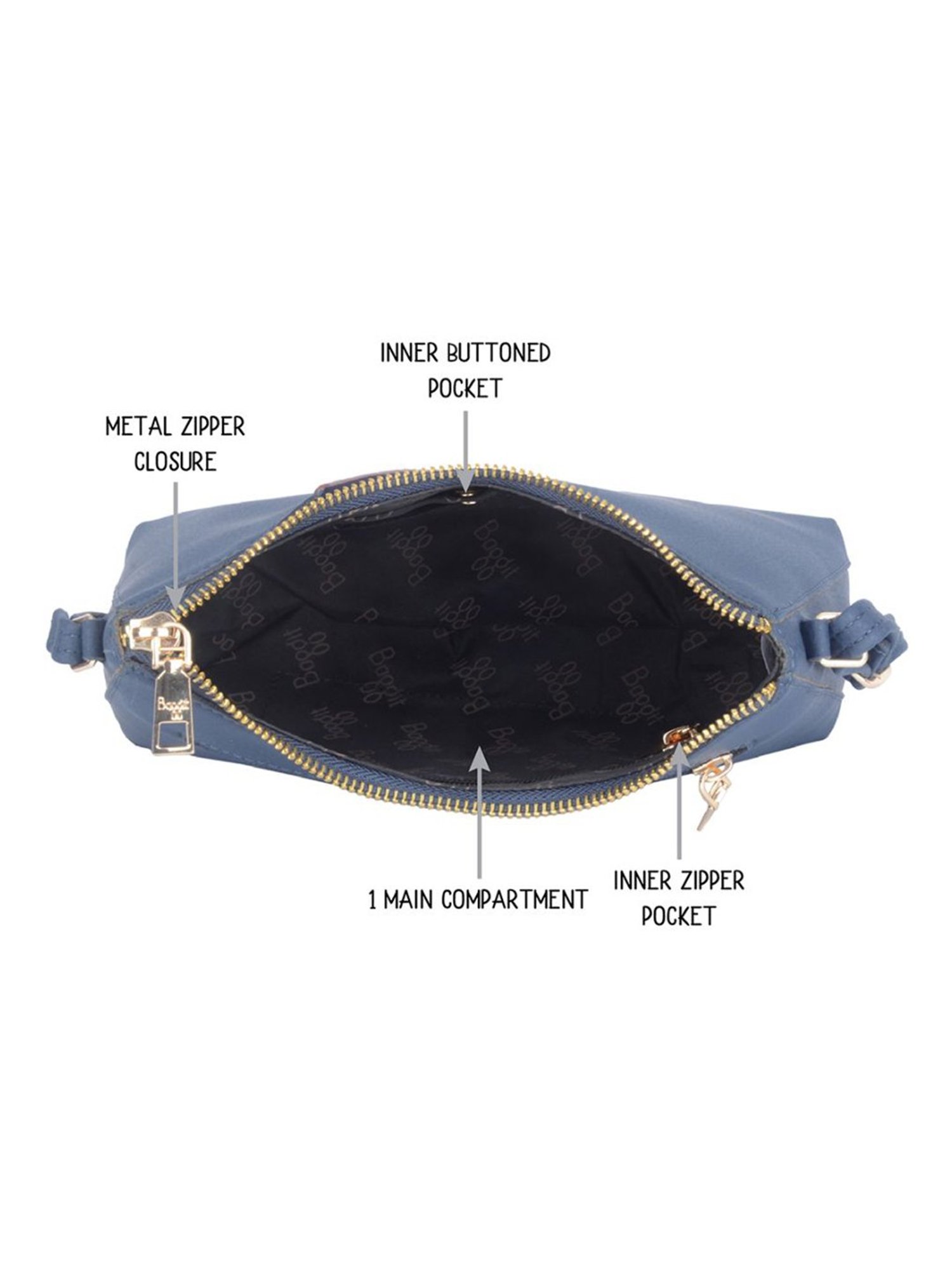 Baggit Blue Small Hobo Bag