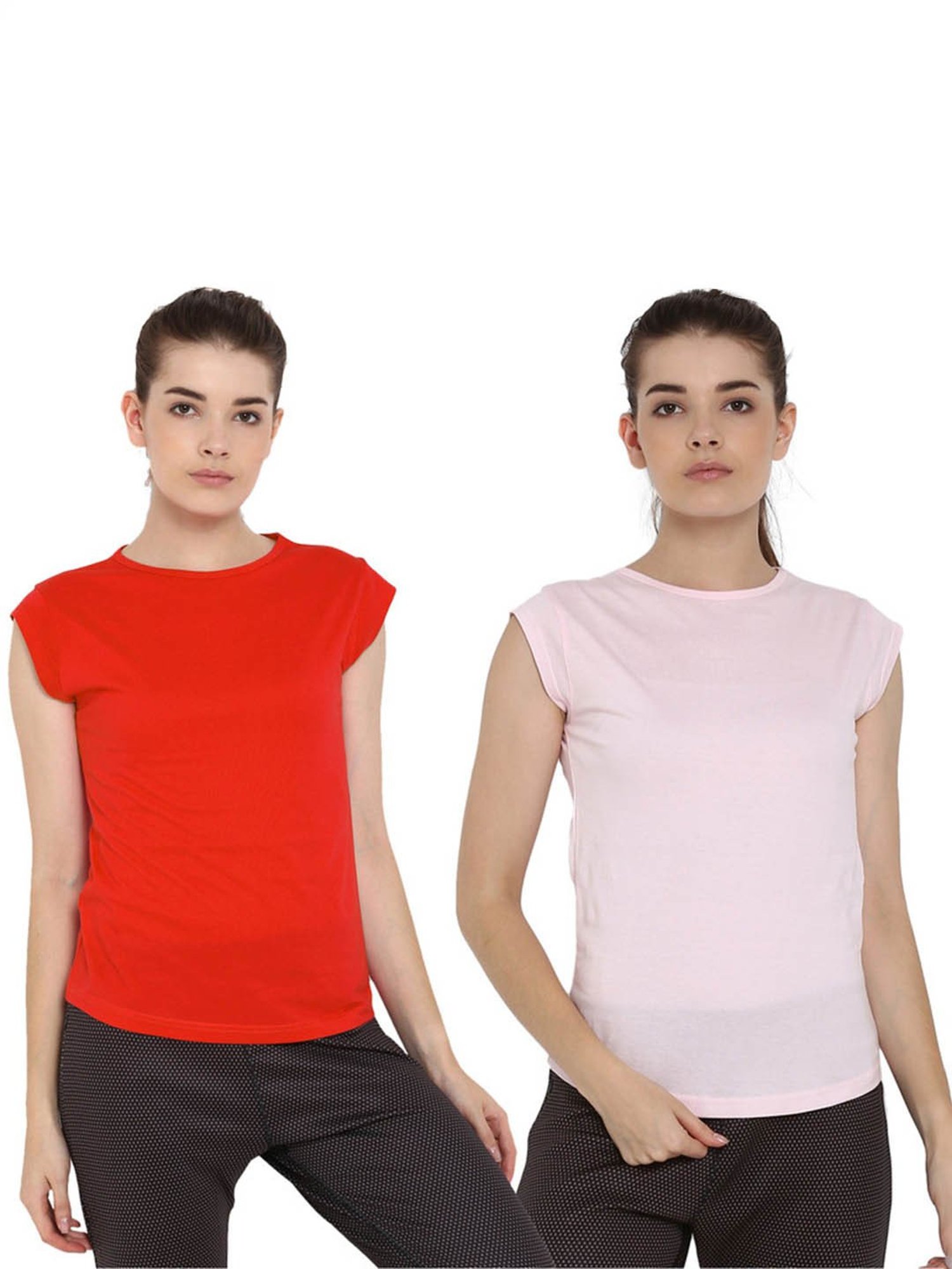 Appulse Red & Light Pink Cotton T-Shirt - Pack of 2