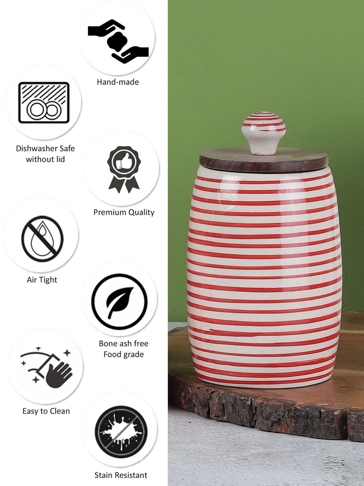 VarEesha Red Ceramic Small Dholak Jars - Set of 2