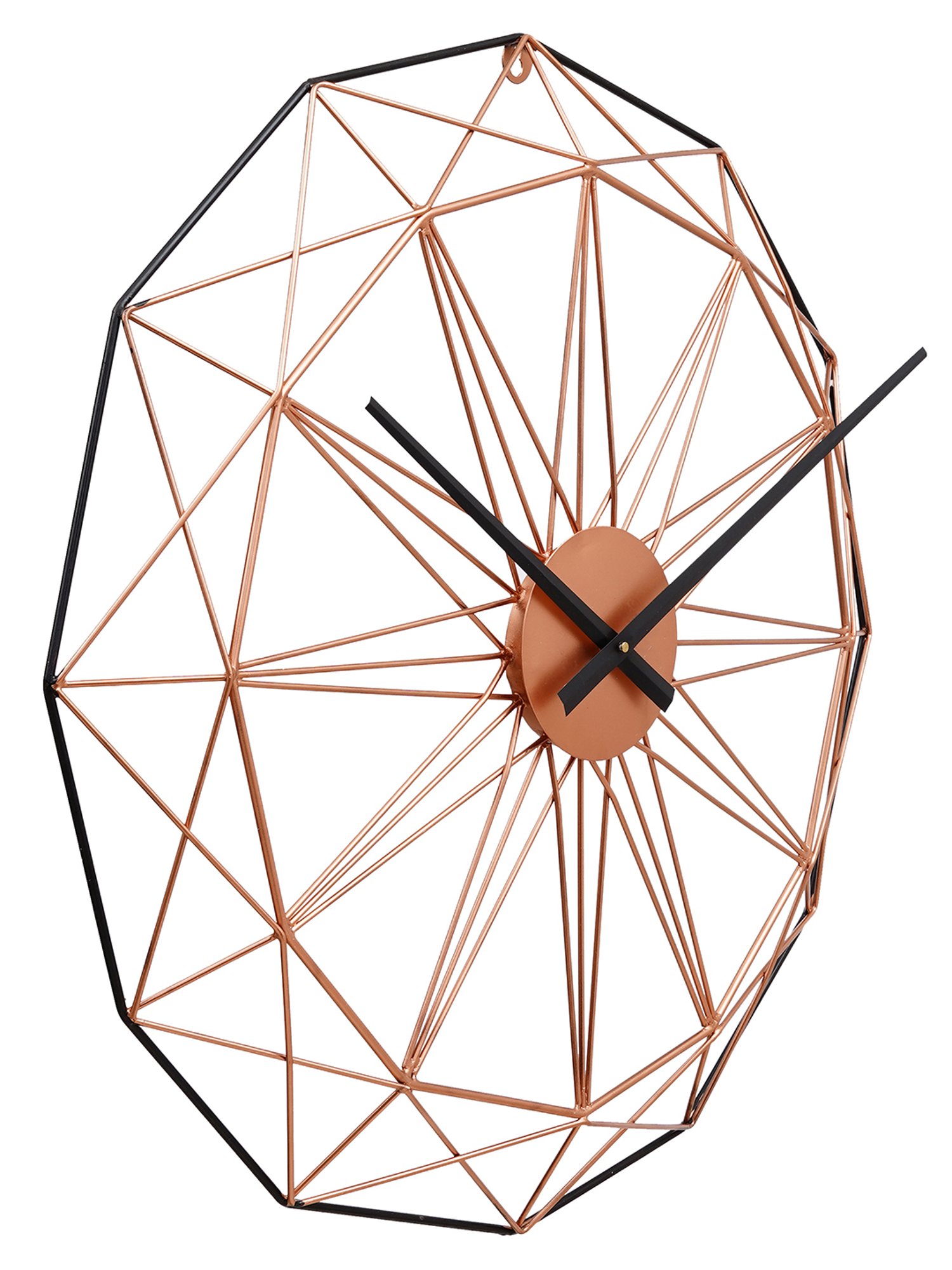 CHRONIKLE Classic Round Black & Copper Rose Gold Iron Wall Clock
