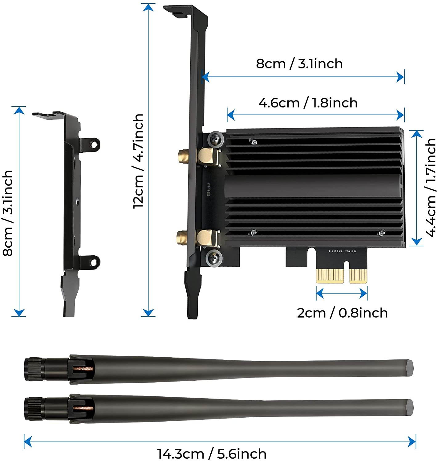 AX200 WiFi 6 PCIe WLAN card for PC, 2974 Mbps 802.11AX Dual Band PCI-Express Wireless Adapter Network Card with Bluetooth 5.1, MU-MIMO, OFDMA, suitable for Windows 10 (64 bit)