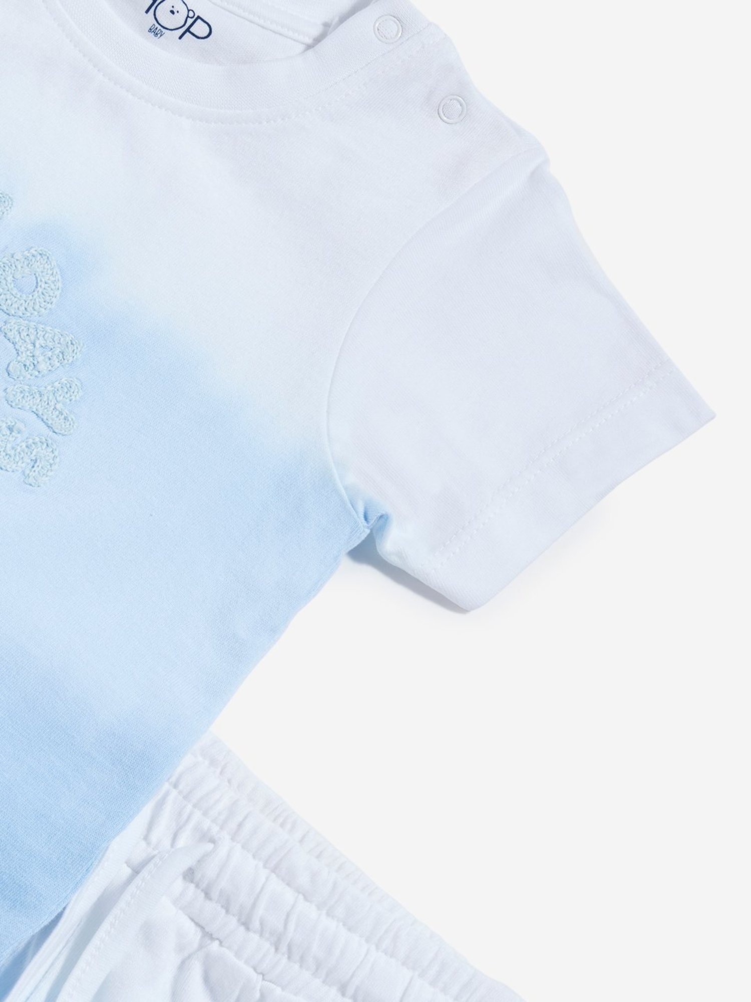 HOP Baby by Westside Blue Ombre Design Cotton T-Shirt & Shorts Set