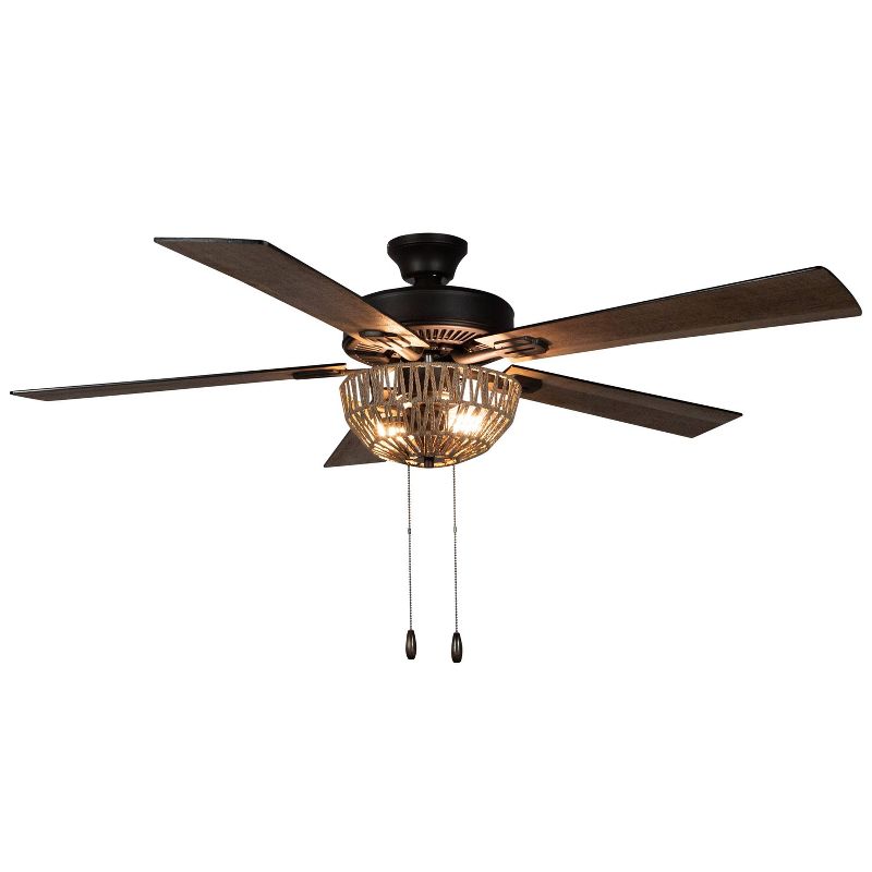 52" 5-Blade LED Woven Rope Lighted Ceiling Fan - River of Goods