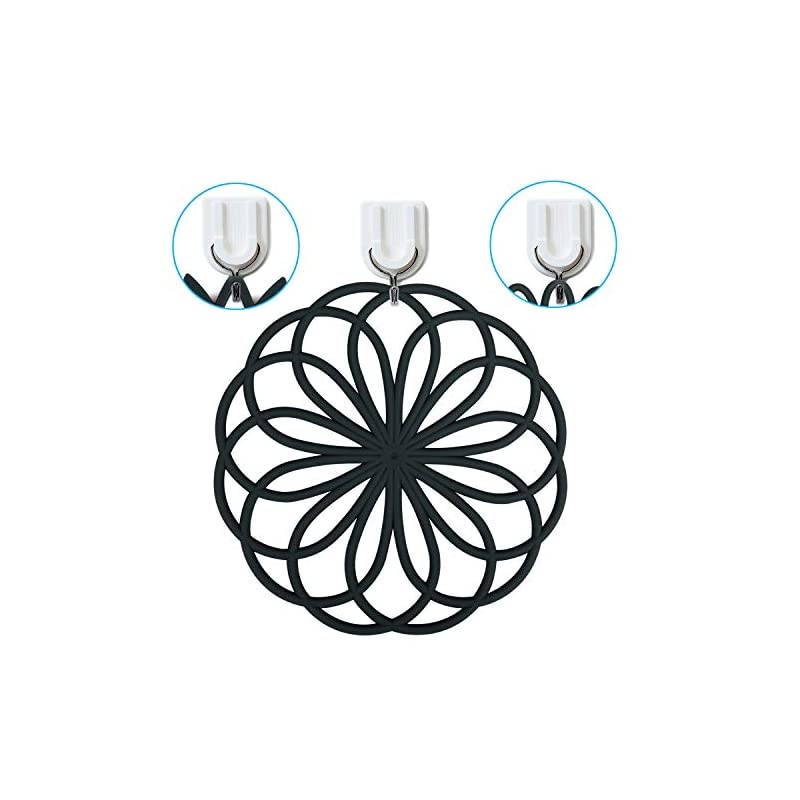 Silicone Trivets for hot dishes and Cookware，Flexible Carved trivets Mats for hot pots and pans - Durable Non Slip Coasters Set of 3 (Black)