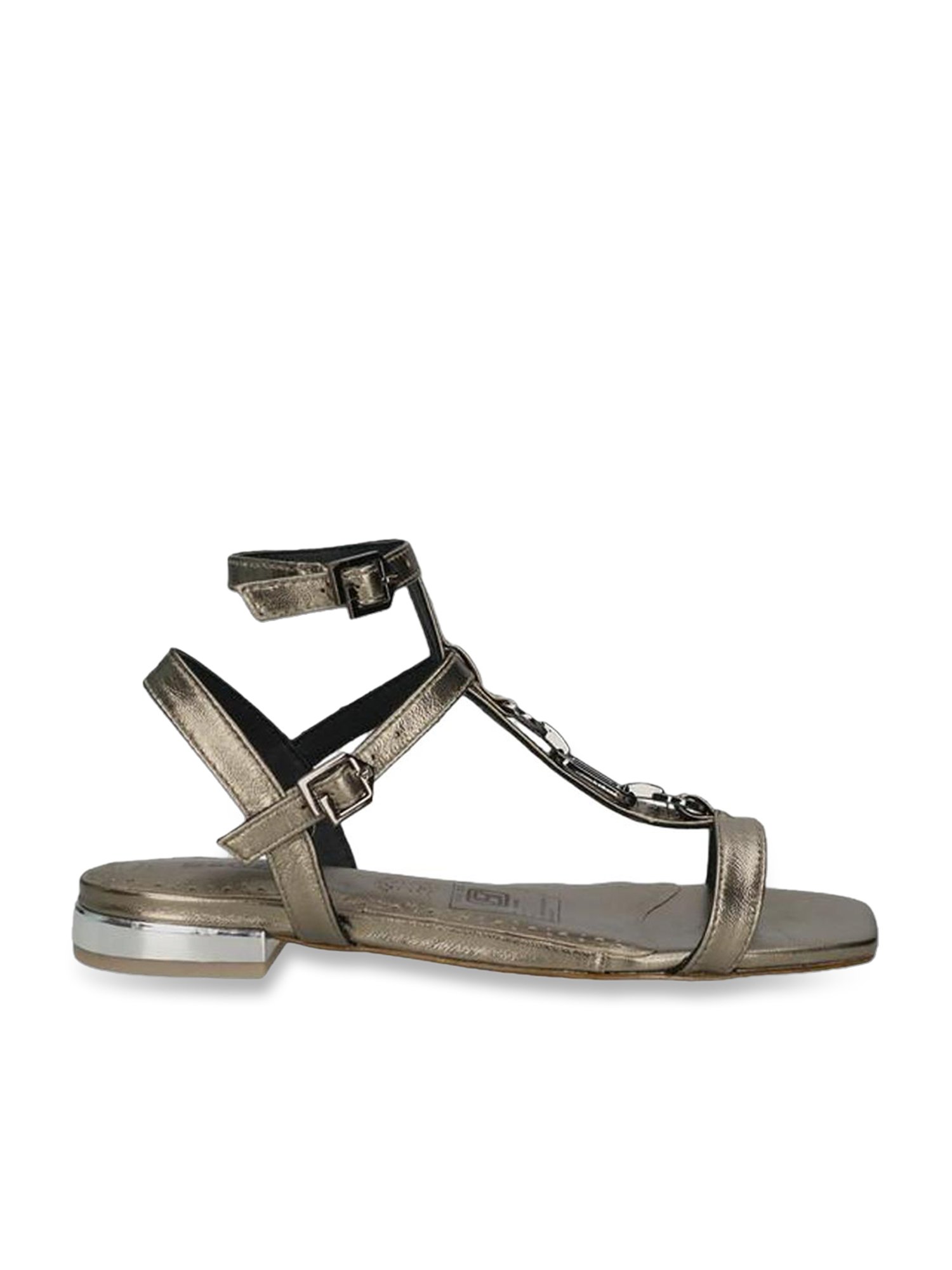 Bagatt Women's Glaze Metallic Ankle Strap Sandals