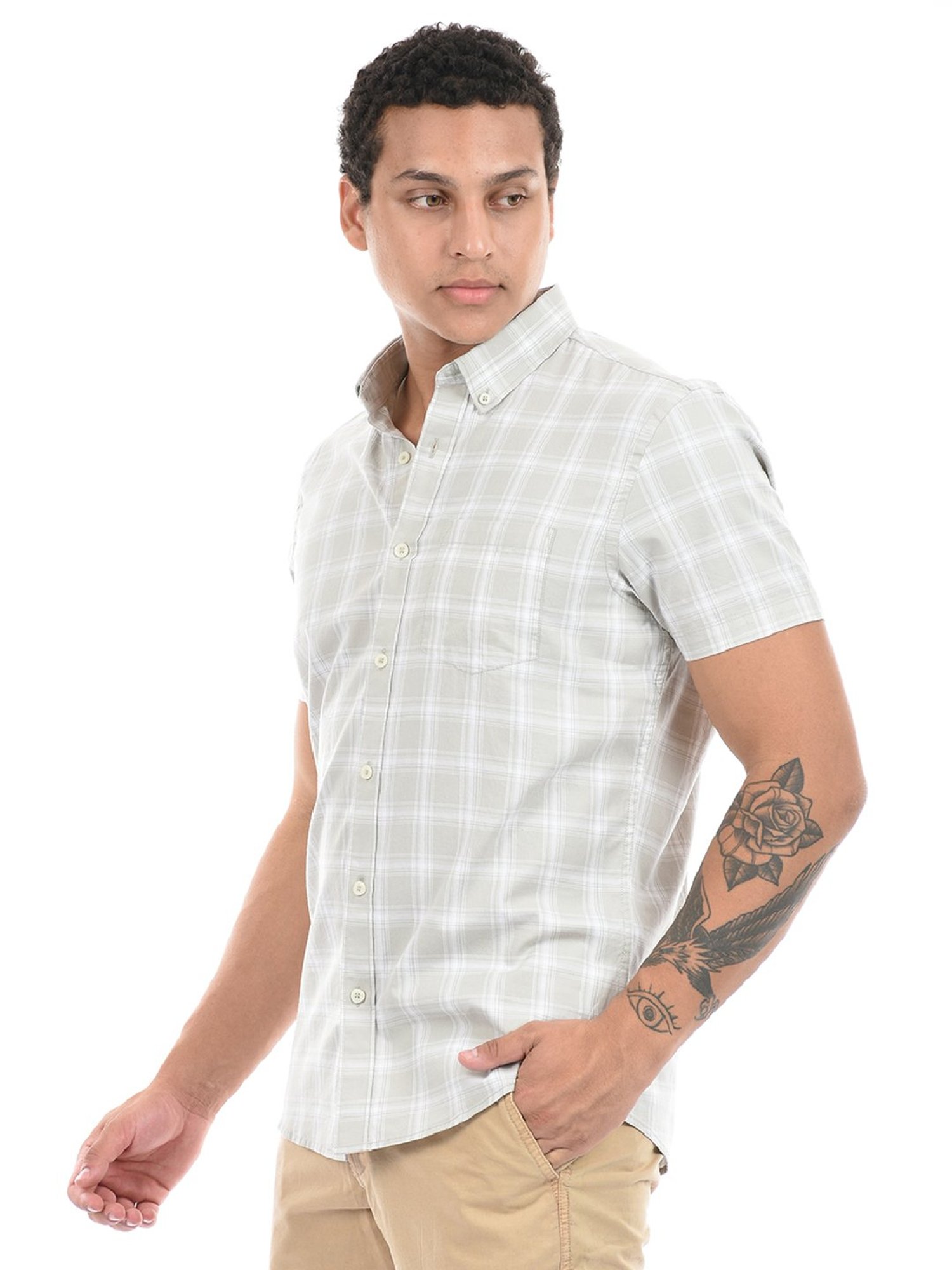 London Fog Grey Regular Fit Check Shirt