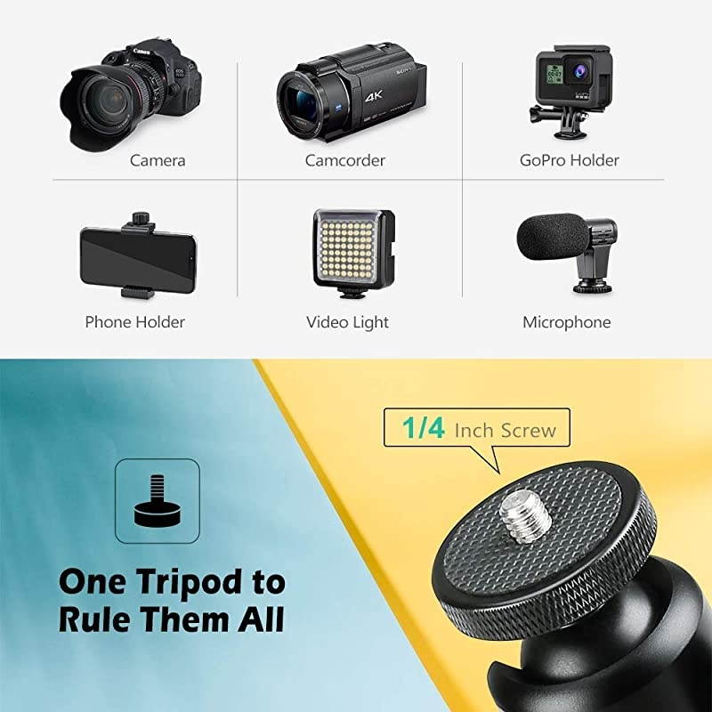 Metal Mini Tripod + Ball Head Mount with 14 Inch Screw Desktop Tabletop Stand Tripod Fits for Smooth 4 Osmo Mobile Vimble 2 Gimbal Handle Grip Stabilizer and All Cameras