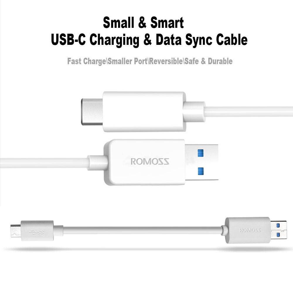 ROMOSS&reg; USB 3.0 Type-C to Type-A USB-3.1 Cable Cord 3.3ft (1m) Compatible with Macbook 12 inch, Nokia N1 and other Type-C Supported Devices