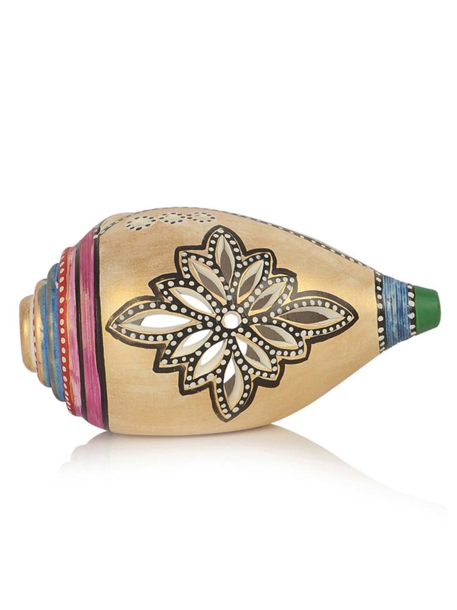 ExclusiveLane Terracotta Handpainted Shankh Shaped Table Tea Light Holder