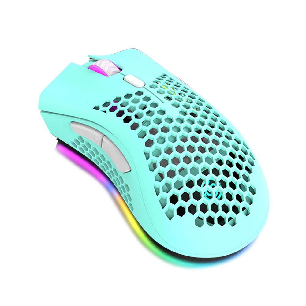 2.4G Wireless Gaming Mouse Rechargeable Mouse with RGB Light Effect 3 Adjustable DPI Hollowed-out Honeycomb Design