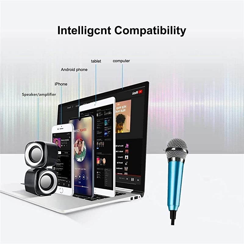 Portable Vocal Microphone for Mobile Phone Computer Tablet Recording Chat and SingingBlue