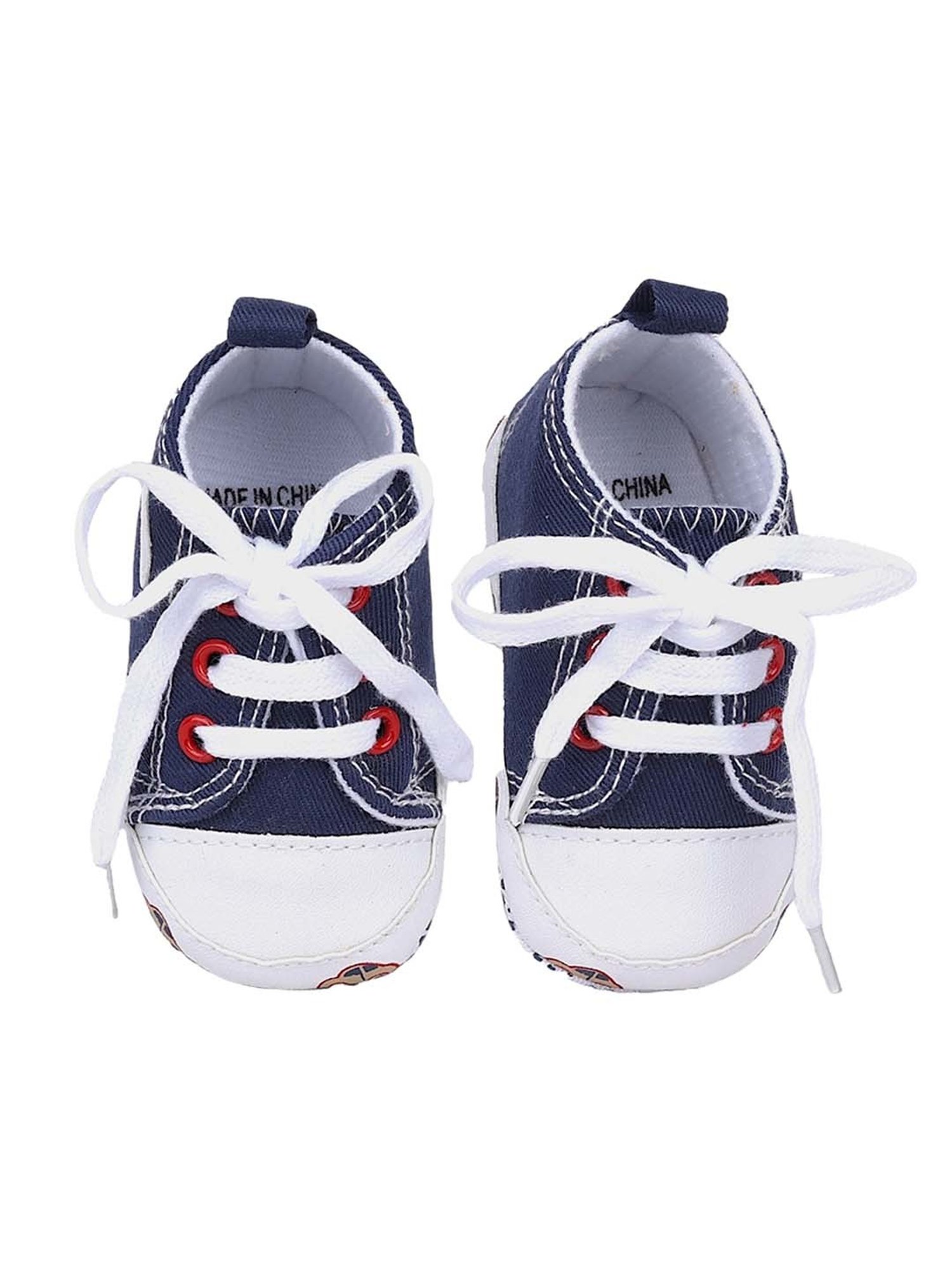 Baby Moo Kids White & Blue Casual Booties