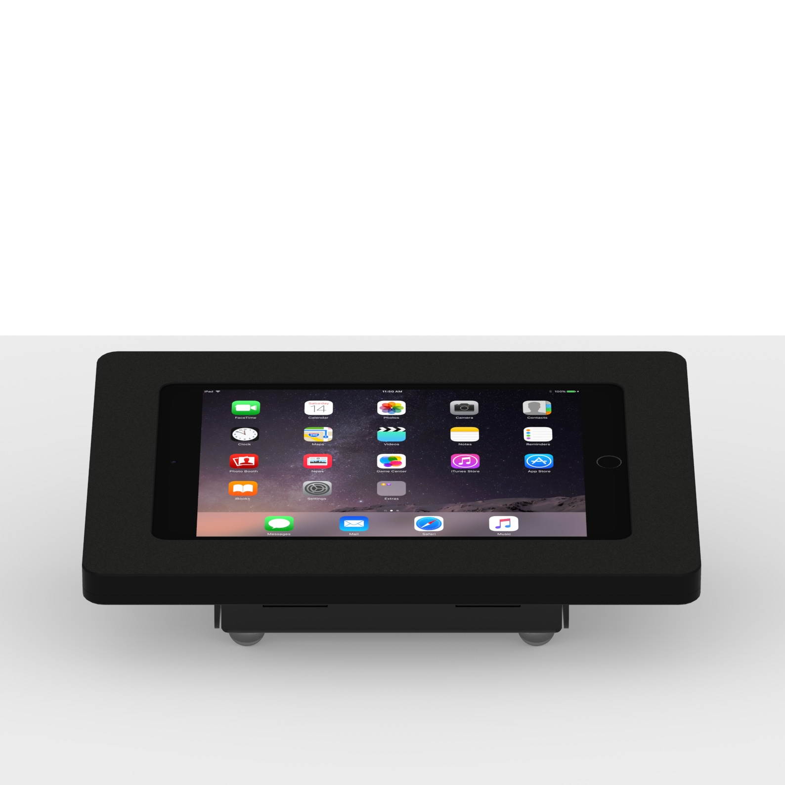 VidaMount Black Enclosure and Fixed Tilted 15&deg; Desk / Surface Mount [Bundle] compatible with iPad Mini 1/2/3