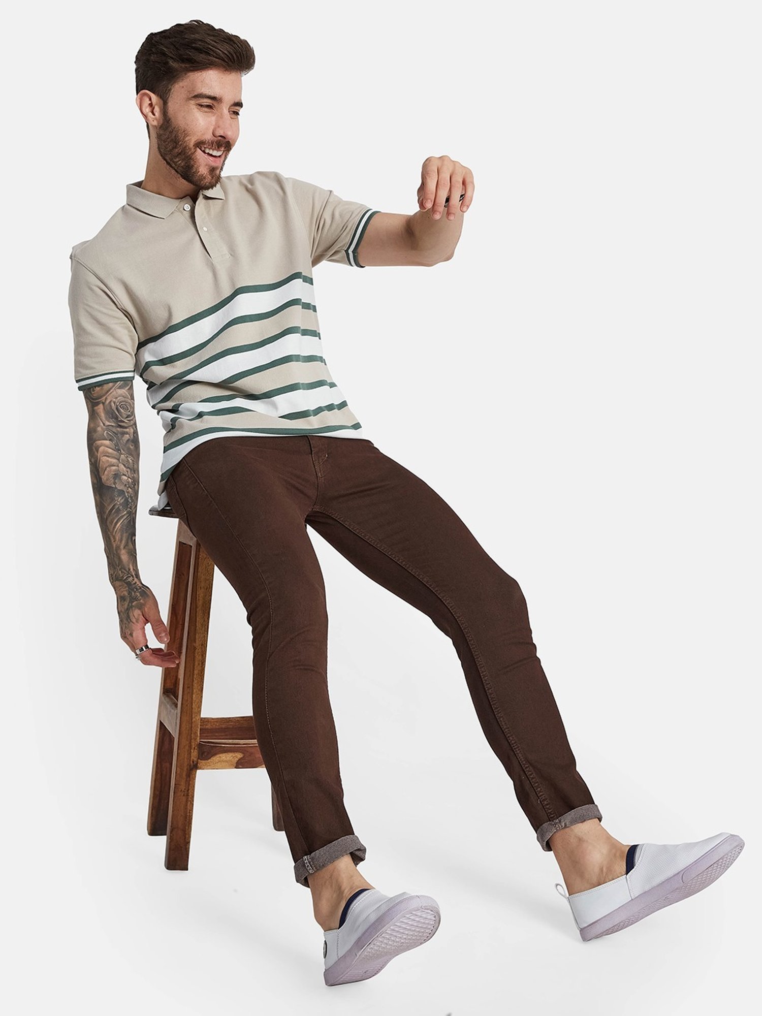 Octave Mastic Regular Fit Striped Polo T-Shirt