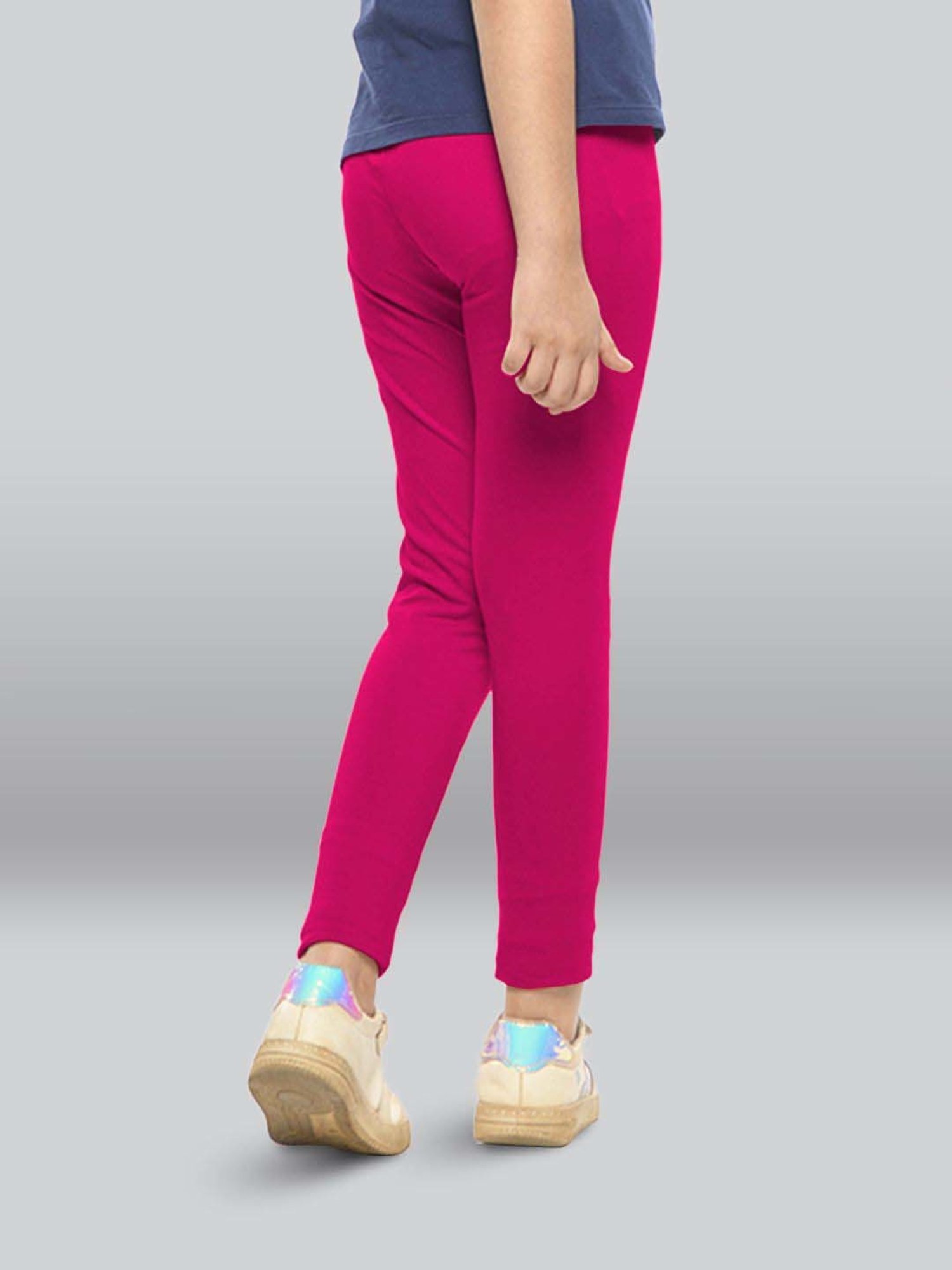 Lyra Kids Fuchsia Pink & White Skinny Fit Leggings (Pack of 2)