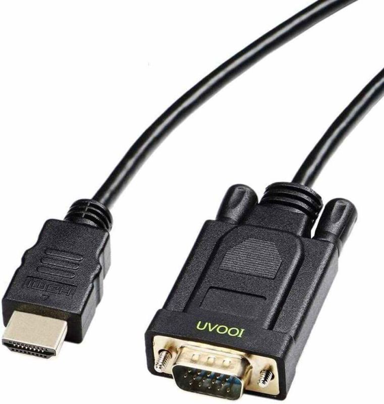 HDMI to VGA Cable 6FT, UN Bi-Directional HDMI to VGA 6' Video Adapter (Male to Male) Compatible for Raspberry Pi, Roku,Computer, Desktop, Laptop, PC, Monitor, Projector, HDTV and More