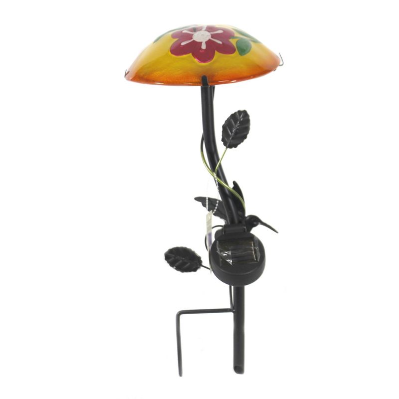Home & Garden 13.0" Solar Mushroom Stake Hummingbird Garden Accent Regal Art & Gift  -  Decorative Garden Stakes