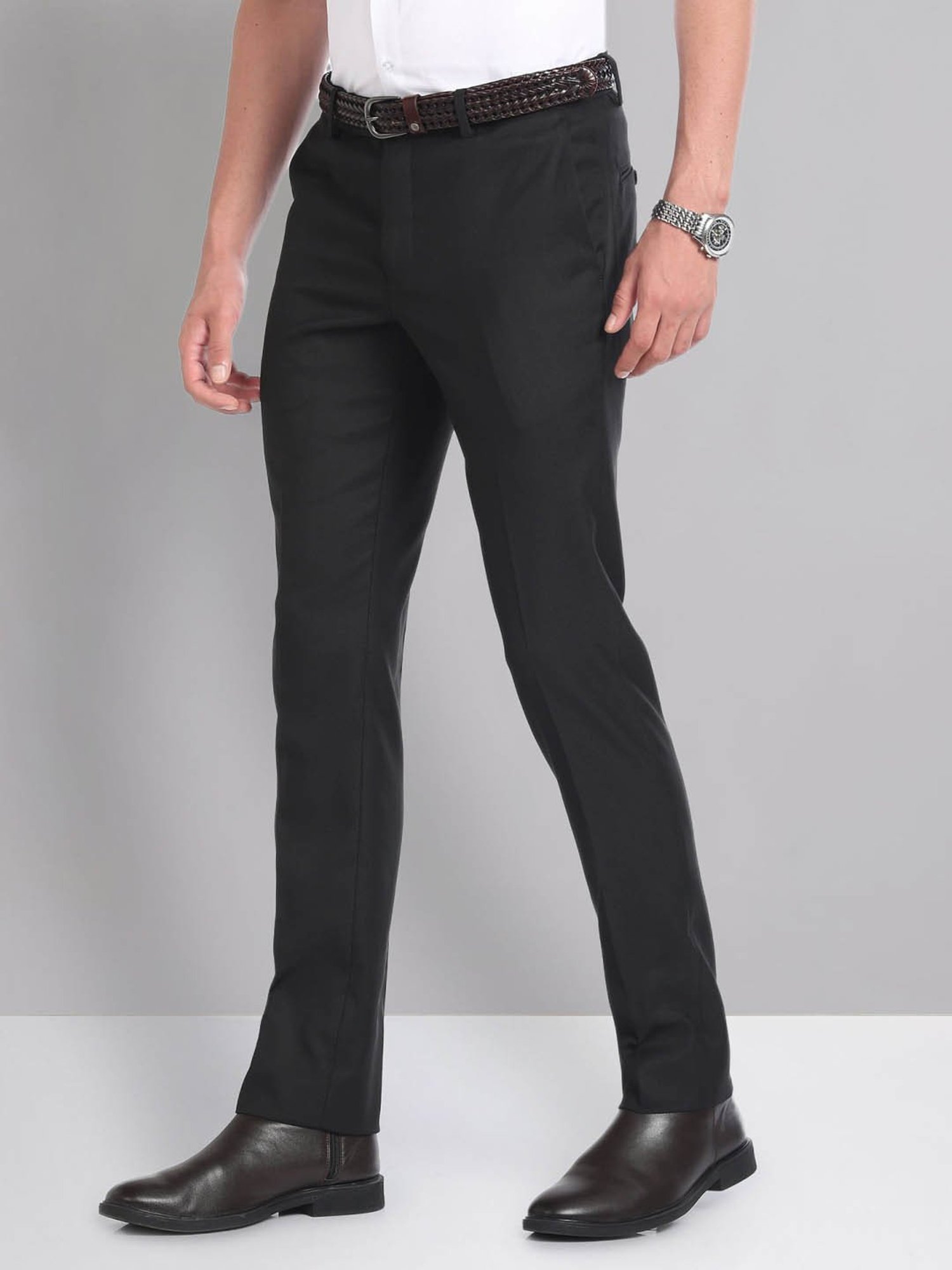 AD by Arvind Black Slim Fit Trousers