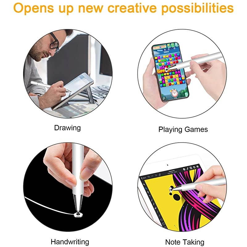 Stylus Pen for Touch Screens High Sensitivity Capacitive Disc Pencil Magnetism Cover Cap Compatibile with iPad ProiPad MiniiPad AiriPhone Series All Capacitive Touch Screens by  White
