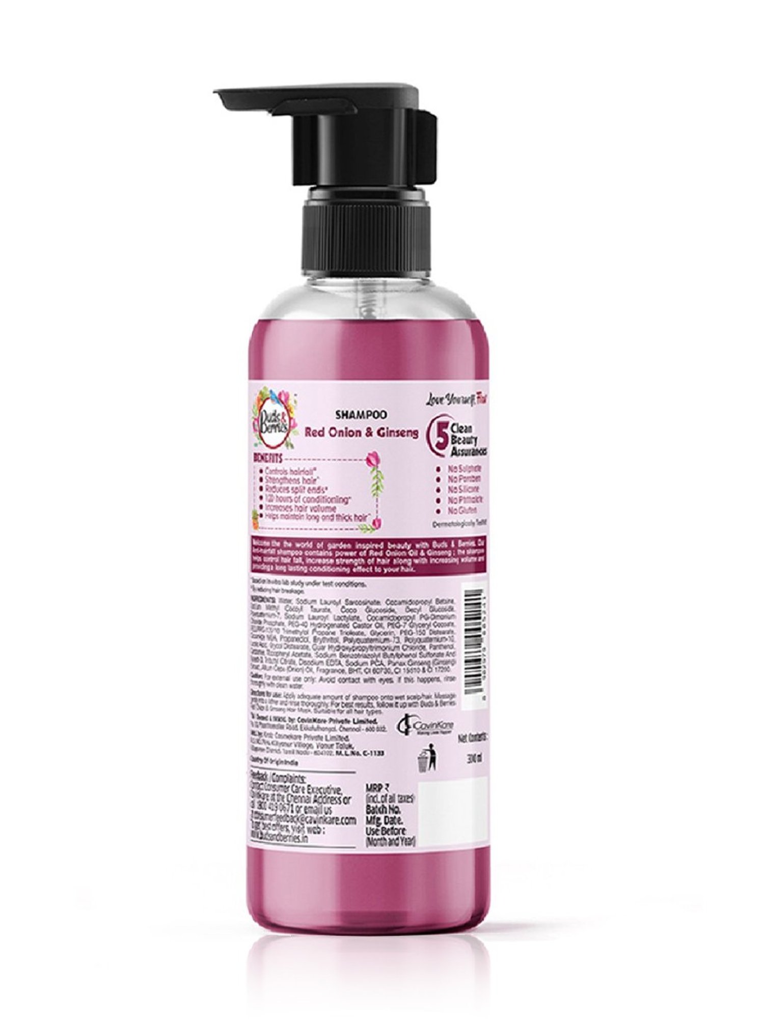 Buds & Berries Red Onion & Ginseng Anti-Hairfall Shampoo - 300 ml