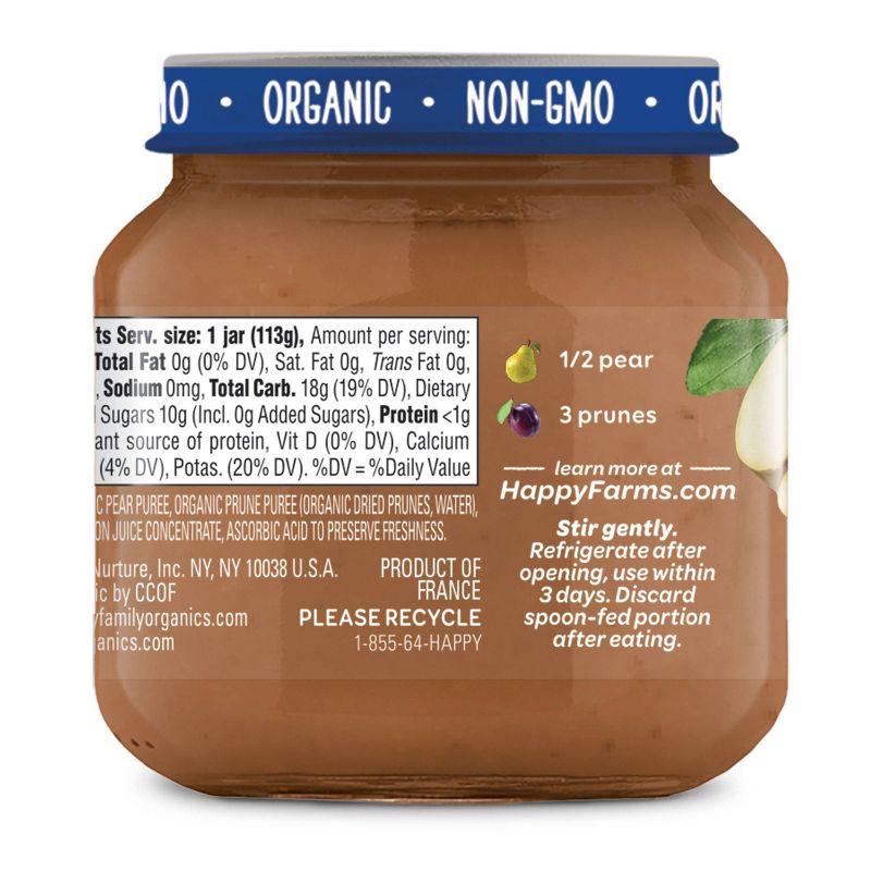 HappyBaby Clearly Crafted Pears & Prunes Baby Food Jar - 4oz