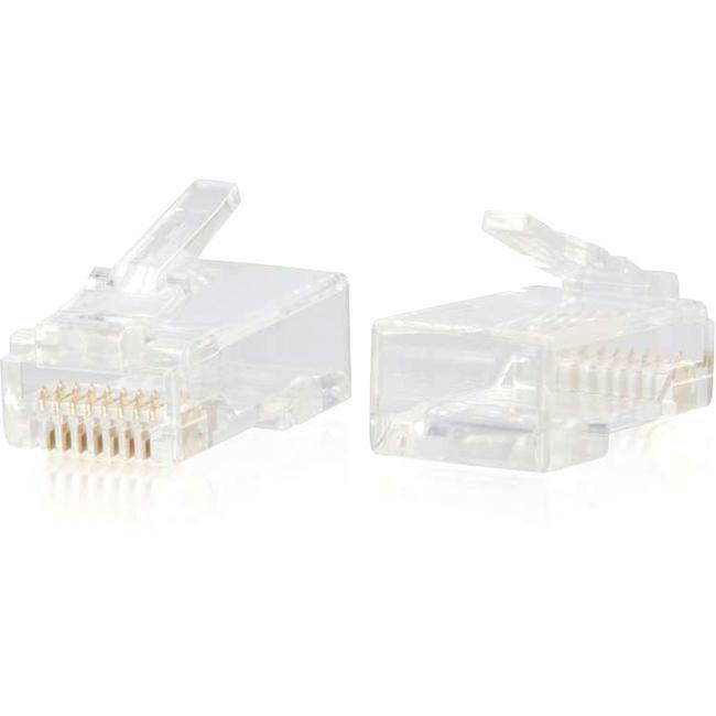 C2G 00887 Cat6 RJ45 Modular Plug for Round Solid/Stranded Cable Multipack (10 Pack) TAA Compliant, Clear