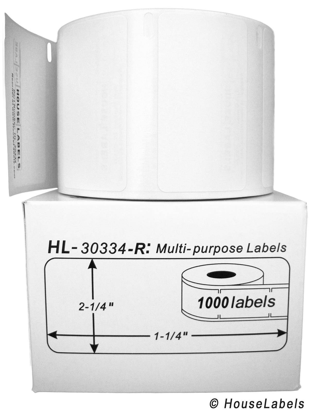 DYMO-Compatible 30334-R REMOVABLE Multipurpose Labels (2-1/4" x 1-1/4") -- BPA Free! (50 Rolls; 1,000 Labels per Roll)