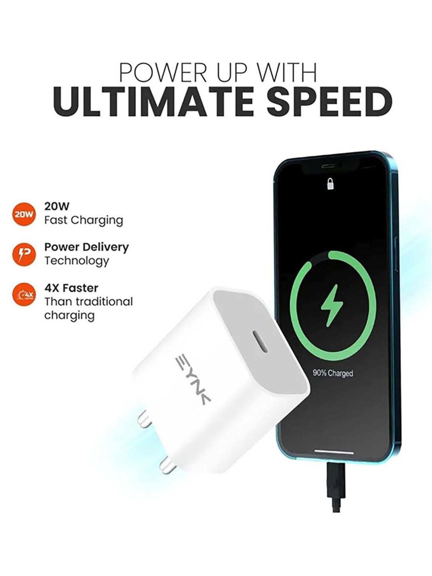 EYNK 20W USB-C Wall Charger PD Fast Adapter (White)